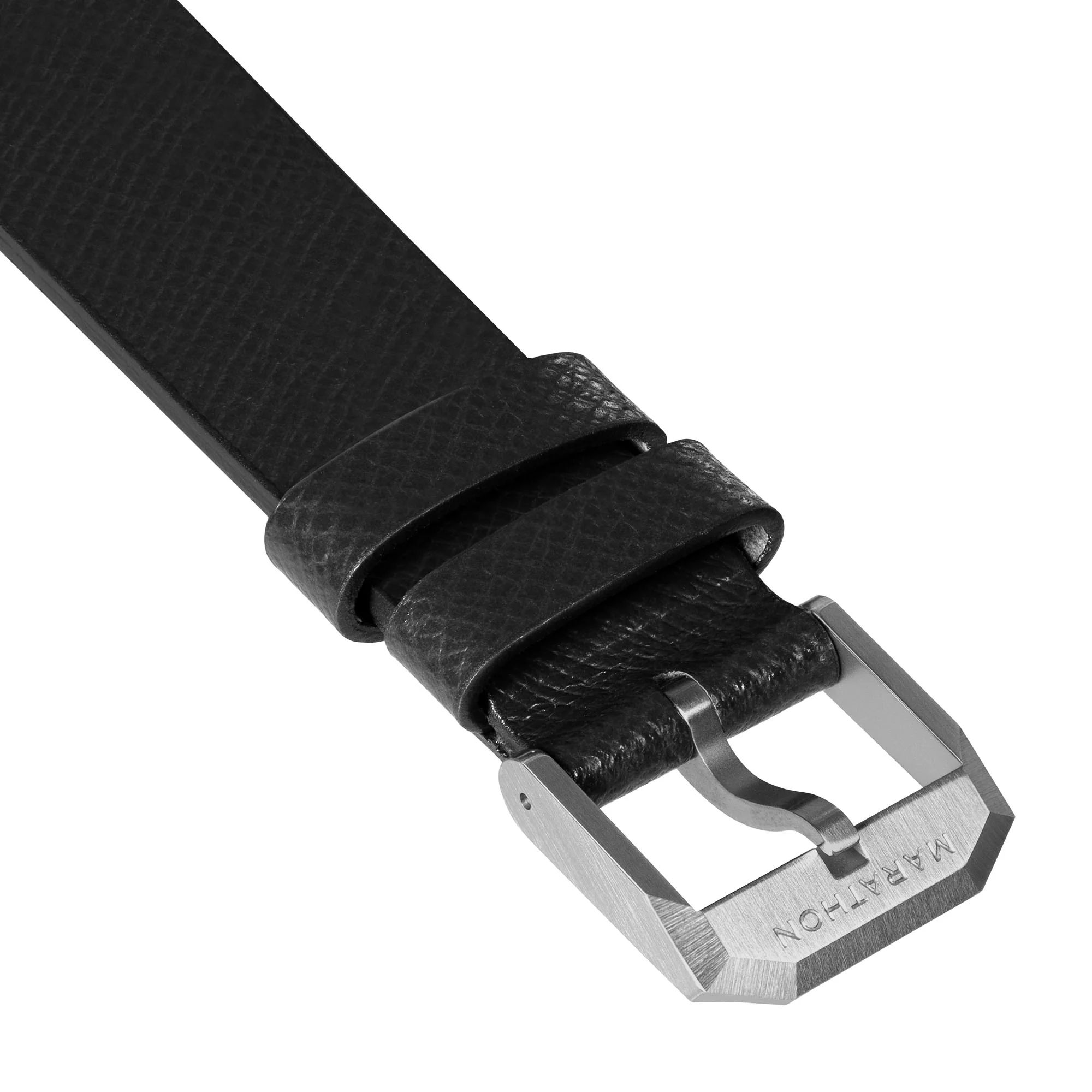 2-Piece Leather Strap, 20mm,  Black, Brushed Hardware