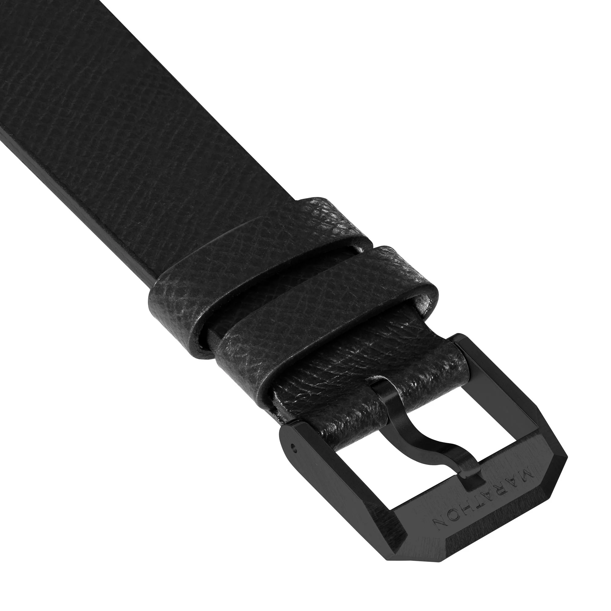2-Piece Leather Strap, 20mm, Black, Anthracite Hardware
