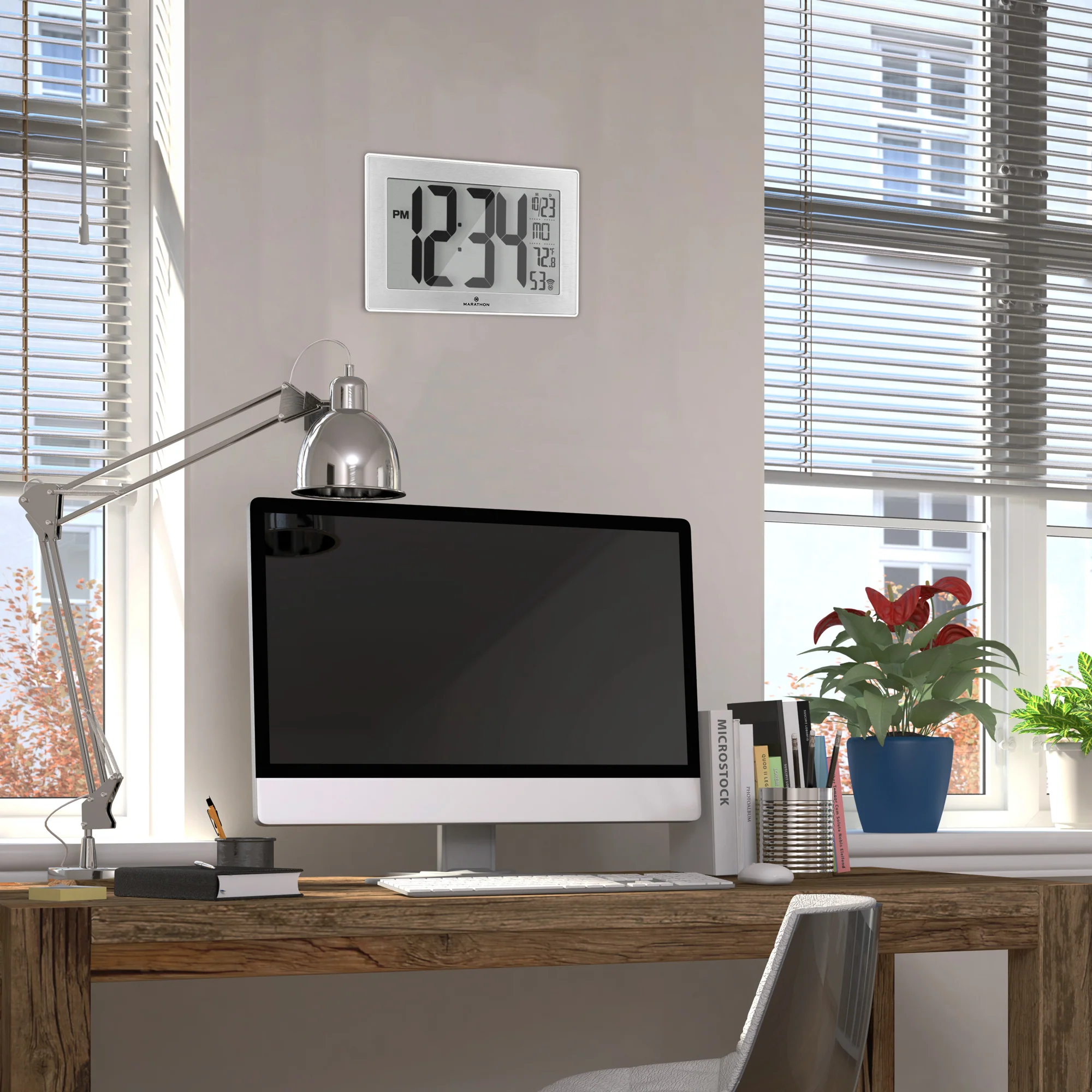Self-Setting, Self-Adjusting, Wall Clock w/ Stand & 8 Time Zones - White/Stainless Steel 7 Self-Setting, Self-Adjusting, Wall Clock w/ Stand & 8 Time Zones - White/Stainless Steel