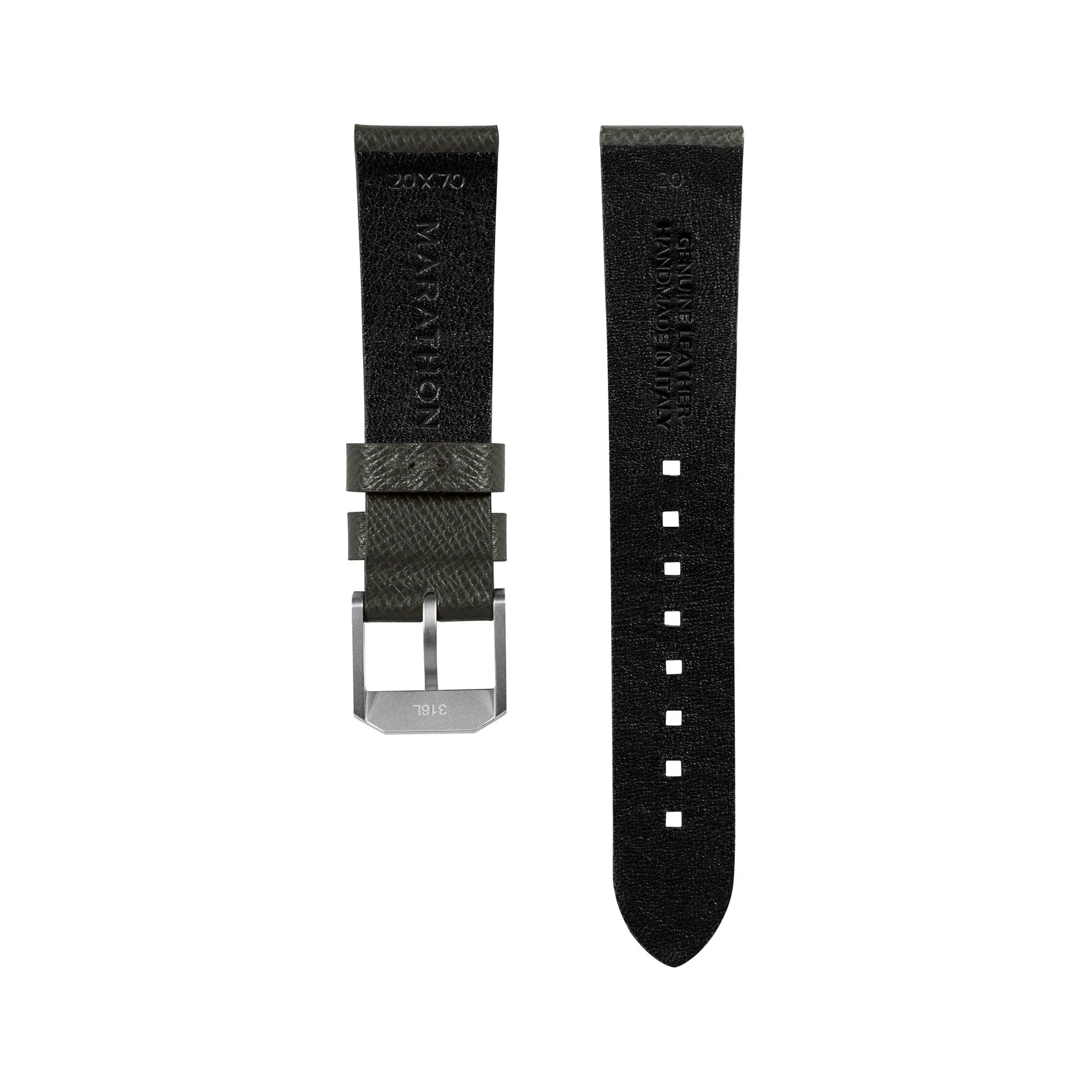 2-Piece Leather Strap, 20mm, Moss Green, Brushed Steel Hardware 4 2-Piece Leather Strap, 20mm, Moss Green, Brushed Steel Hardware