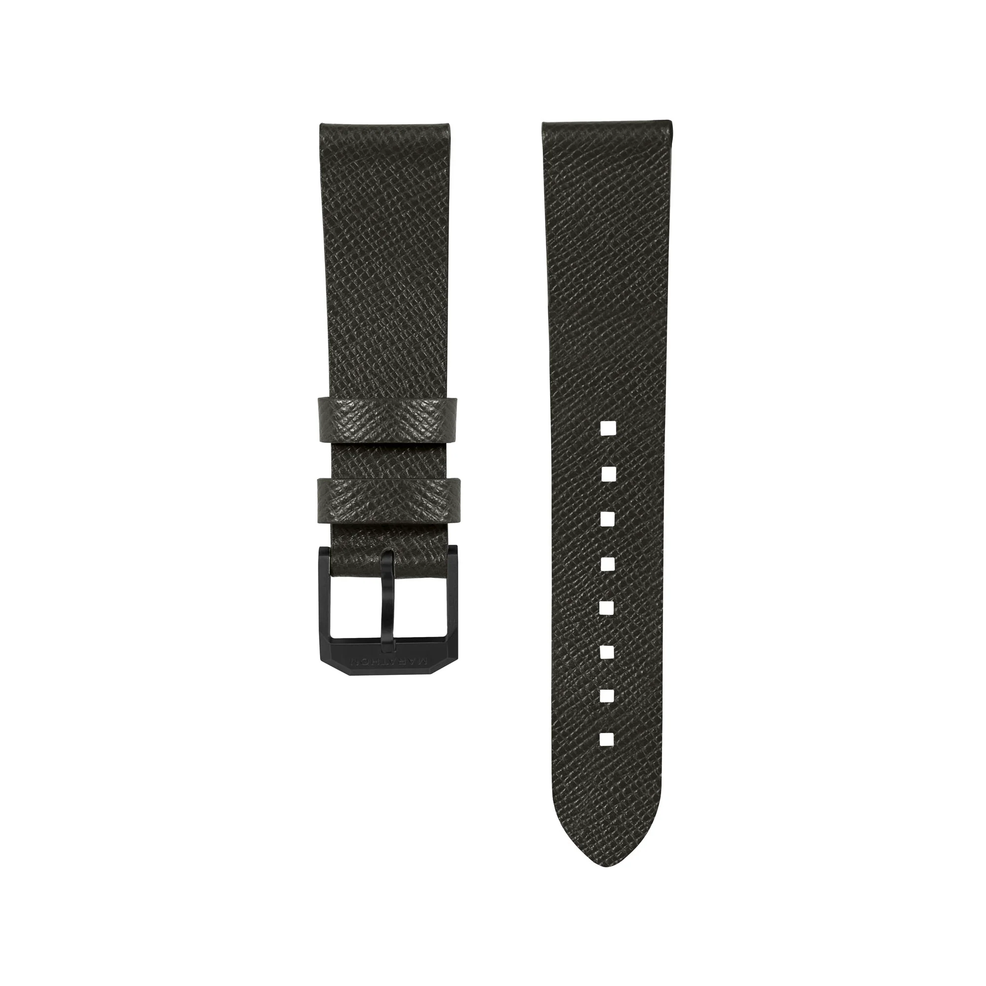 2-Piece Leather Strap, 20mm, Moss Green, Anthracite Hardware