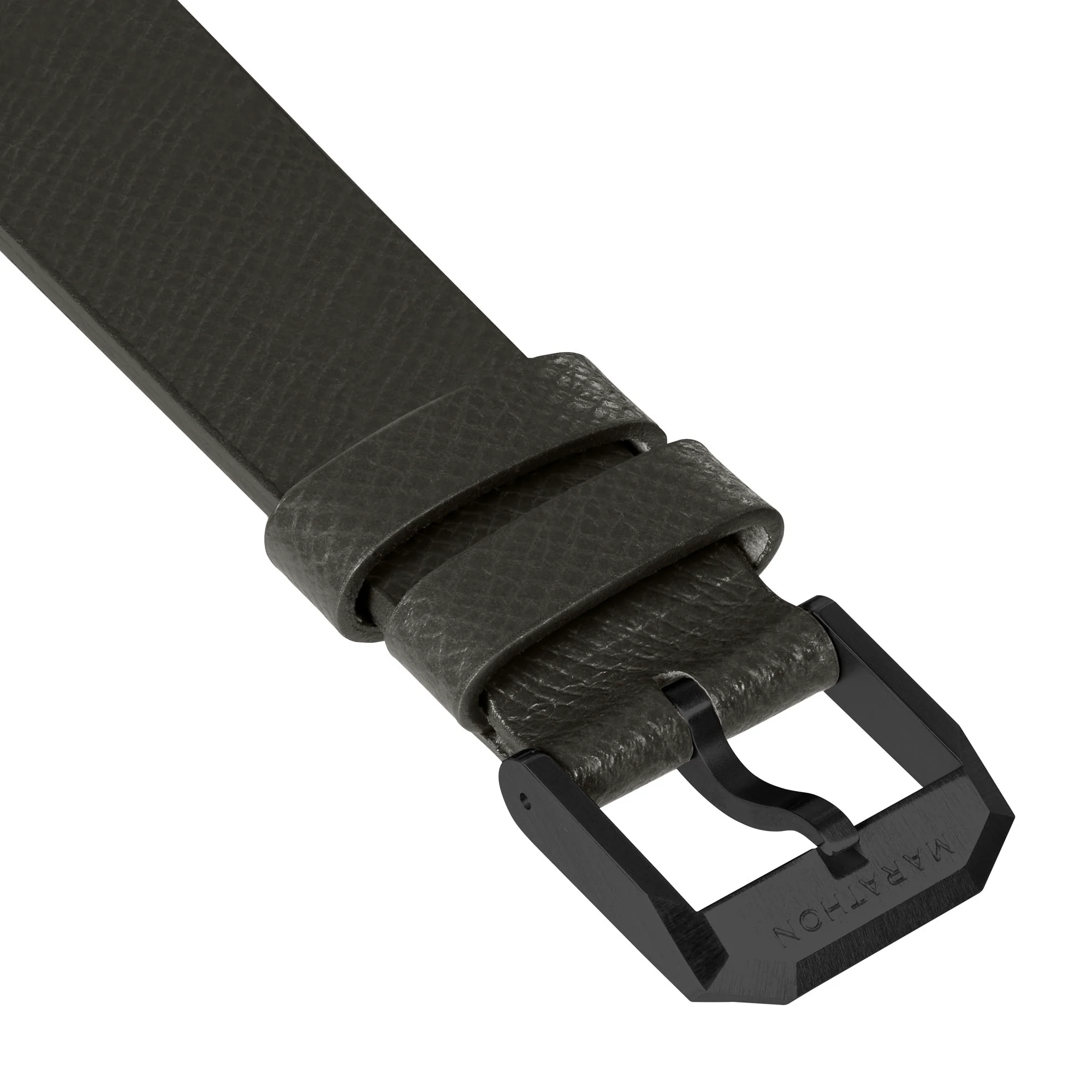 2-Piece Leather Strap, 20mm, Moss Green, Anthracite Hardware