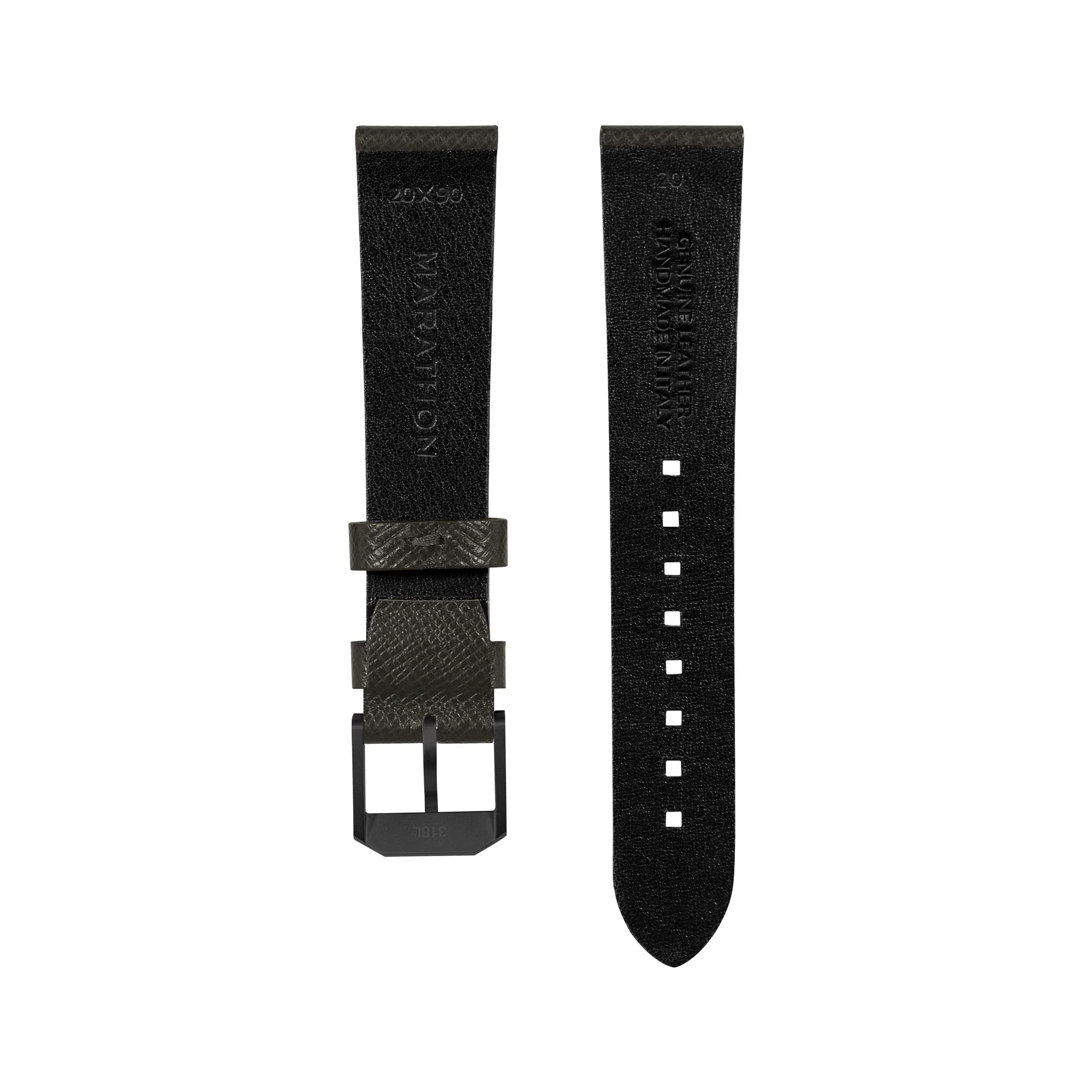 2-Piece Leather Strap, 20mm, Moss Green, Anthracite Hardware 9 2-Piece Leather Strap, 20mm, Moss Green, Anthracite Hardware