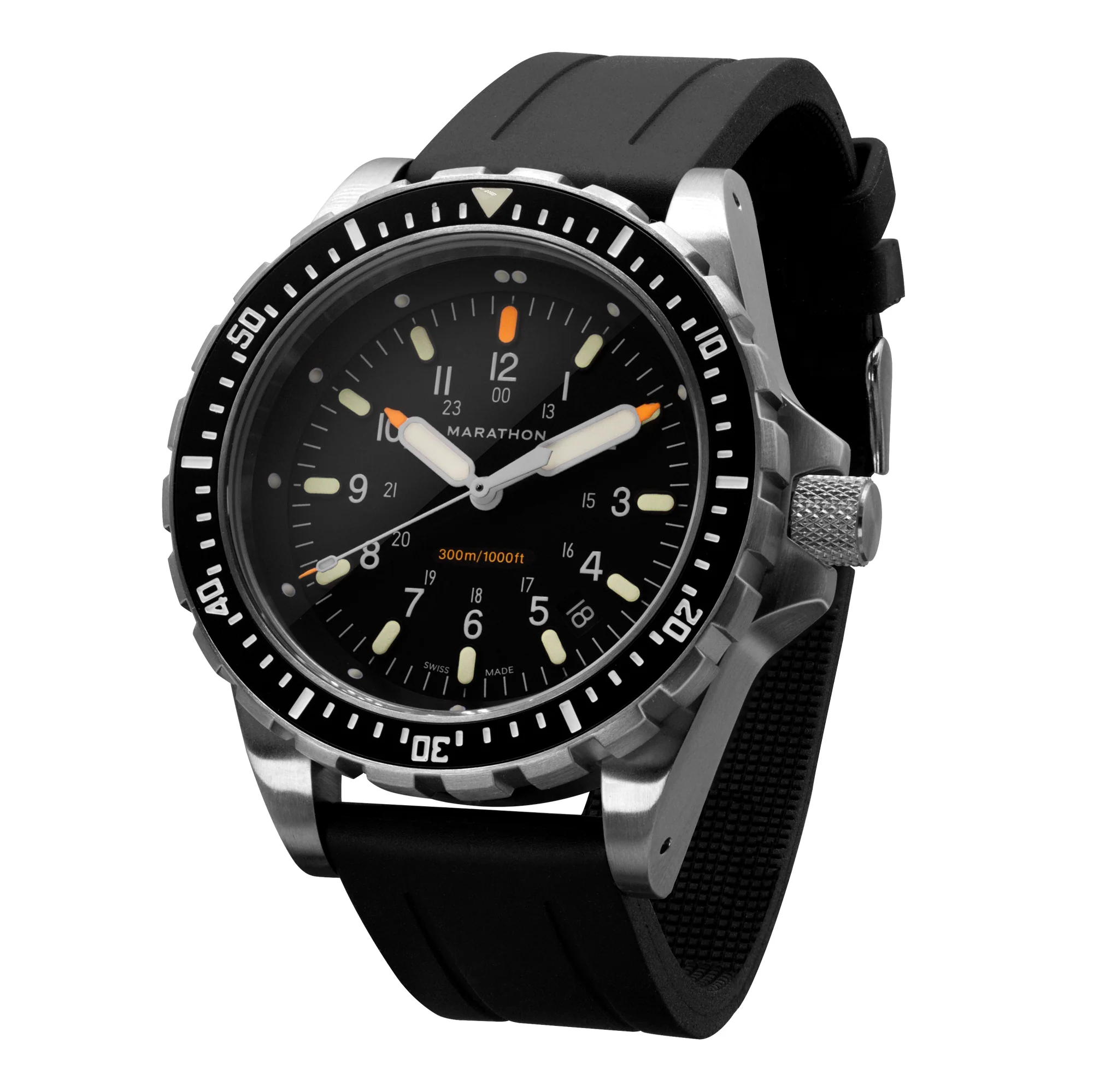 Two-Piece Rubber Dive Strap, Black, 22mm