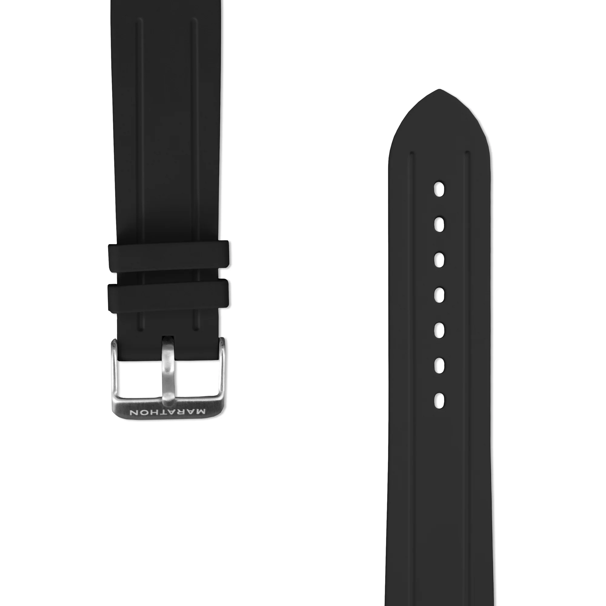 Two-Piece Rubber Dive Strap, Black, 22mm