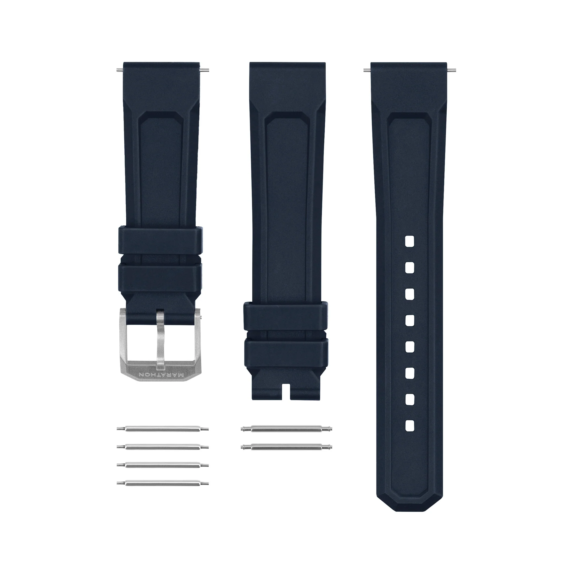 3-Piece Rubber Strap Kit, Blue, Parkerized, 20mm