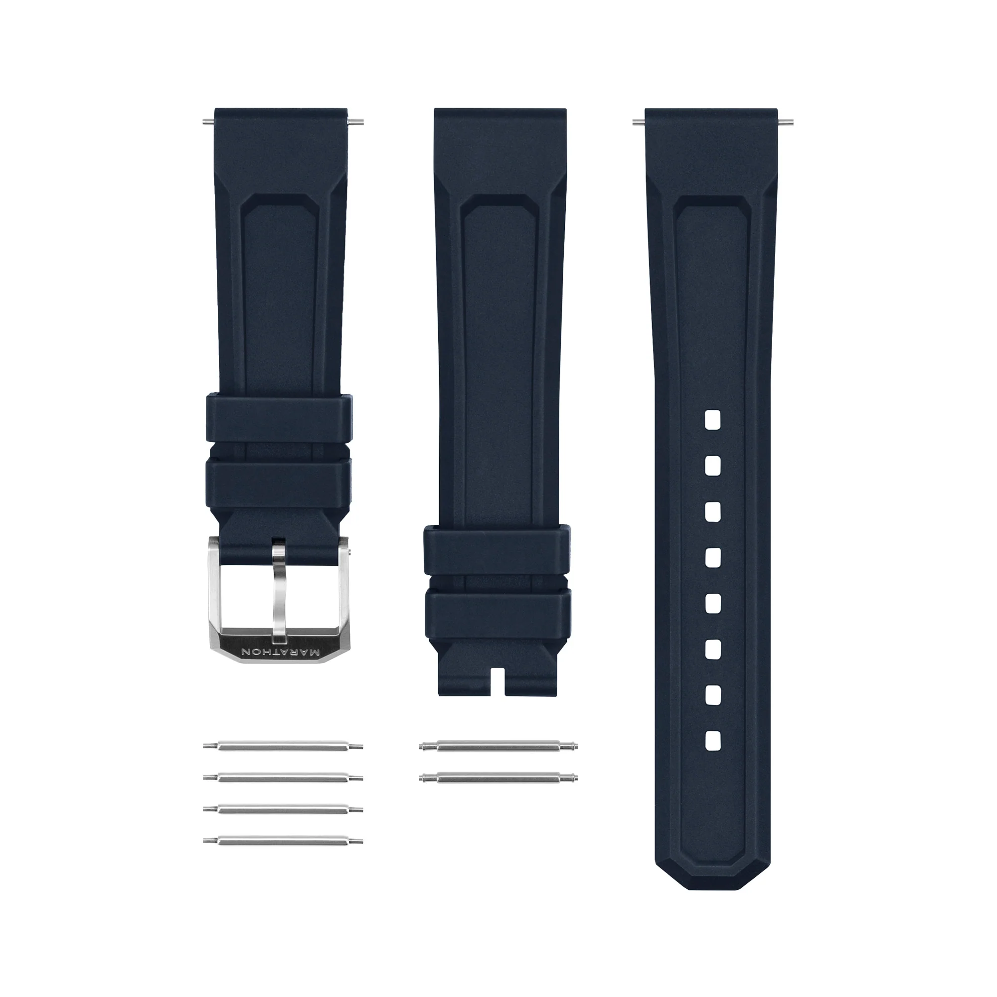 3-Piece Rubber Strap Kit, Blue, 20mm