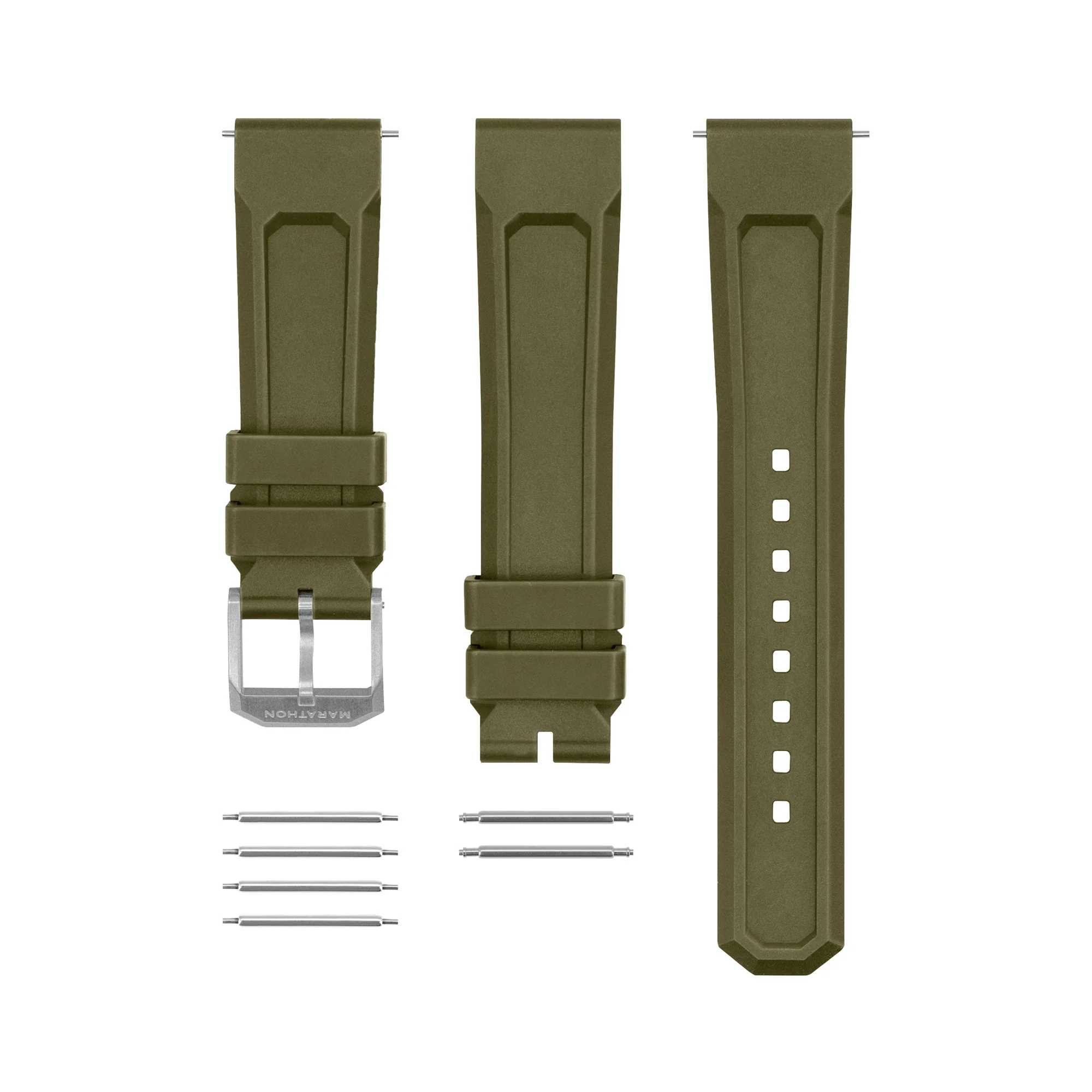3-Piece Rubber Strap Kit, OD Green, Parkerized, 20mm