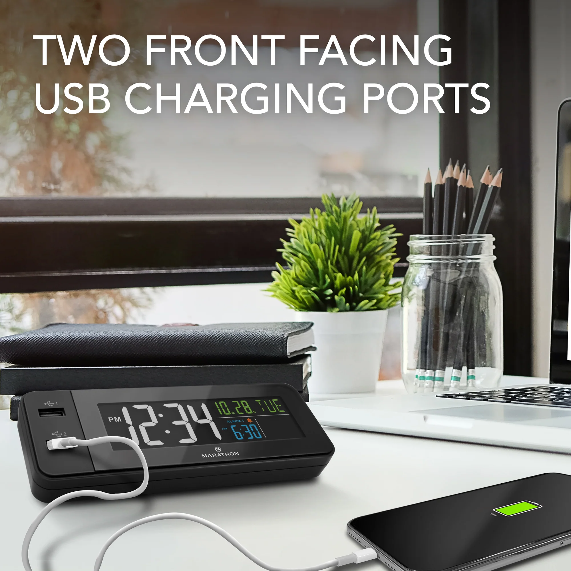 Hotel Collection - Fast Charging Dual USB-C Alarm Clock (Black) 7 Hotel Collection - Fast Charging Dual USB-C Alarm Clock (Black)