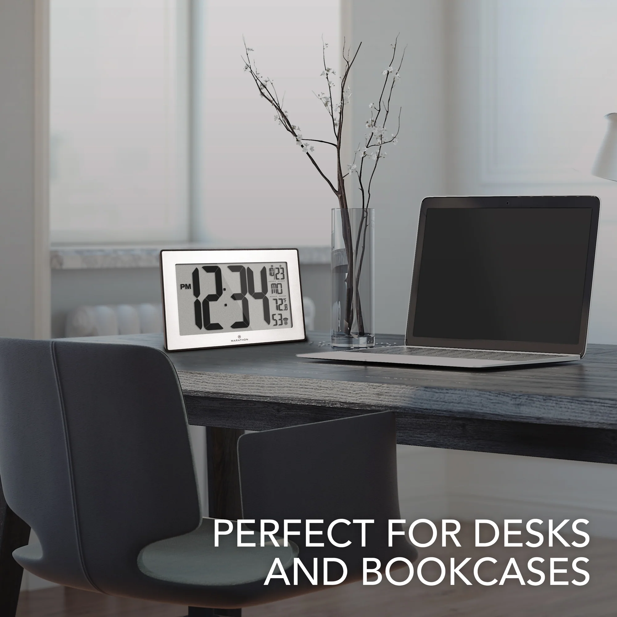 Self-Setting, Self-Adjusting, Wall Clock w/ Stand & 8 Time Zones - Black/Stainless Steel 5 Self-Setting, Self-Adjusting, Wall Clock w/ Stand & 8 Time Zones - Black/Stainless Steel