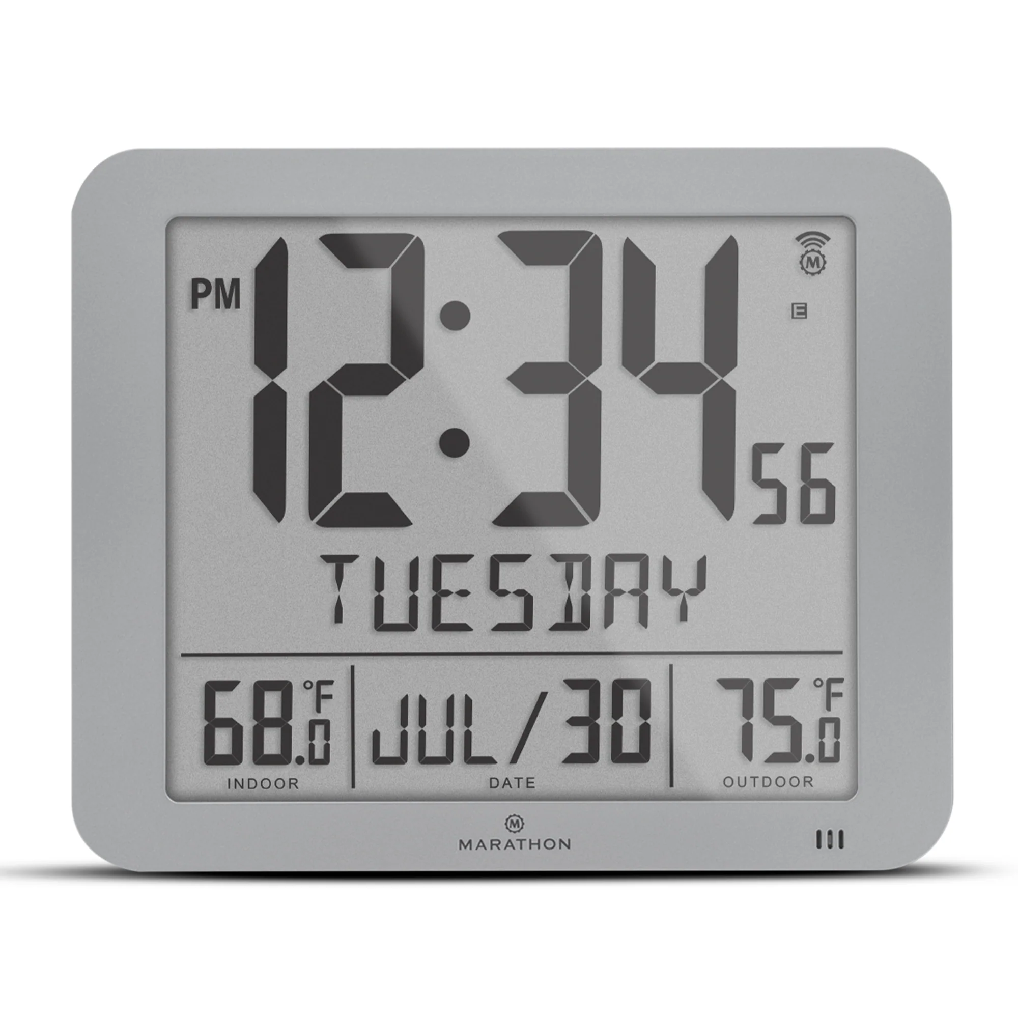 Slim Self-Setting Full Calendar Wall Clock with Indoor/Outdoor Temperature 17 Slim Self-Setting Full Calendar Wall Clock with Indoor/Outdoor Temperature