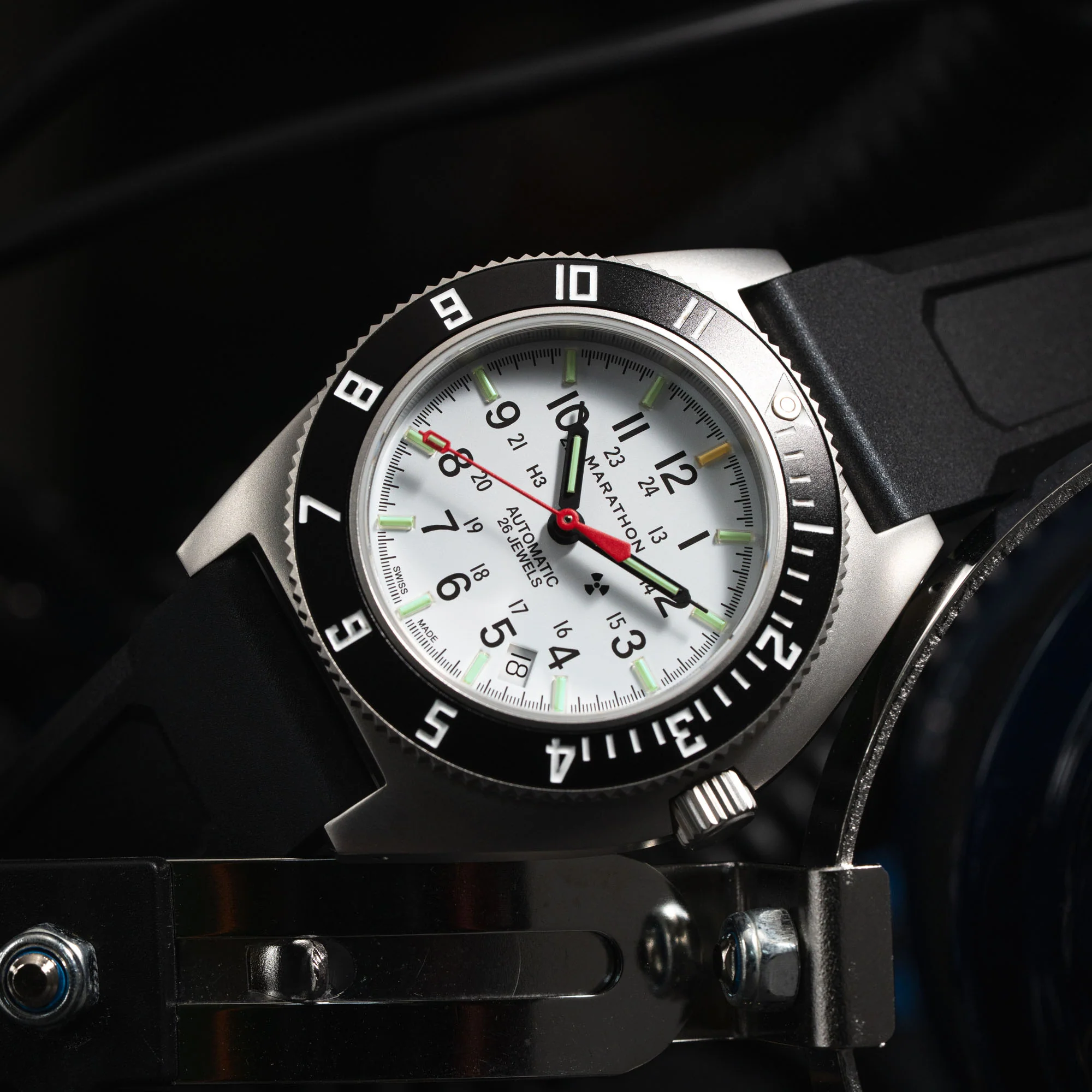 41mm Arctic Steel Navigator w/ Date Automatic (Arctic SSNAV-D Auto) on Black 3-Piece Rubber Strap Kit 6 41mm Arctic Steel Navigator w/ Date Automatic (Arctic SSNAV-D Auto) on Black 3-Piece Rubber Strap Kit