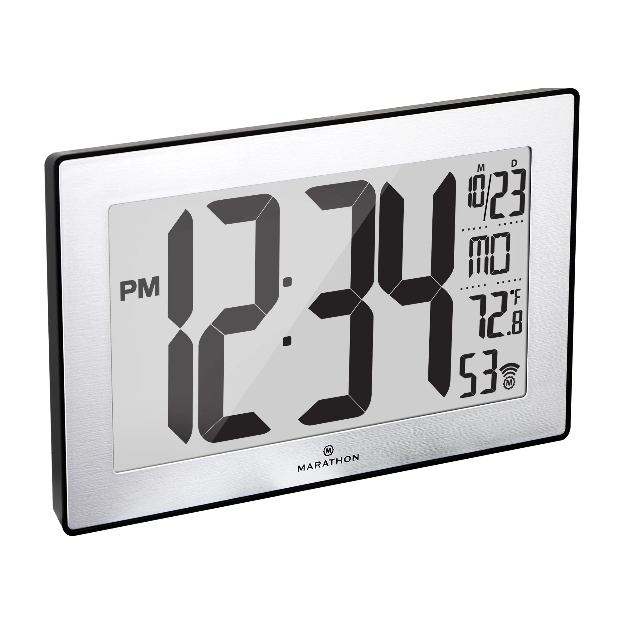 Self-Setting, Self-Adjusting, Wall Clock w/ Stand & 8 Time Zones - Black/Stainless Steel 3 Self-Setting, Self-Adjusting, Wall Clock w/ Stand & 8 Time Zones - Black/Stainless Steel
