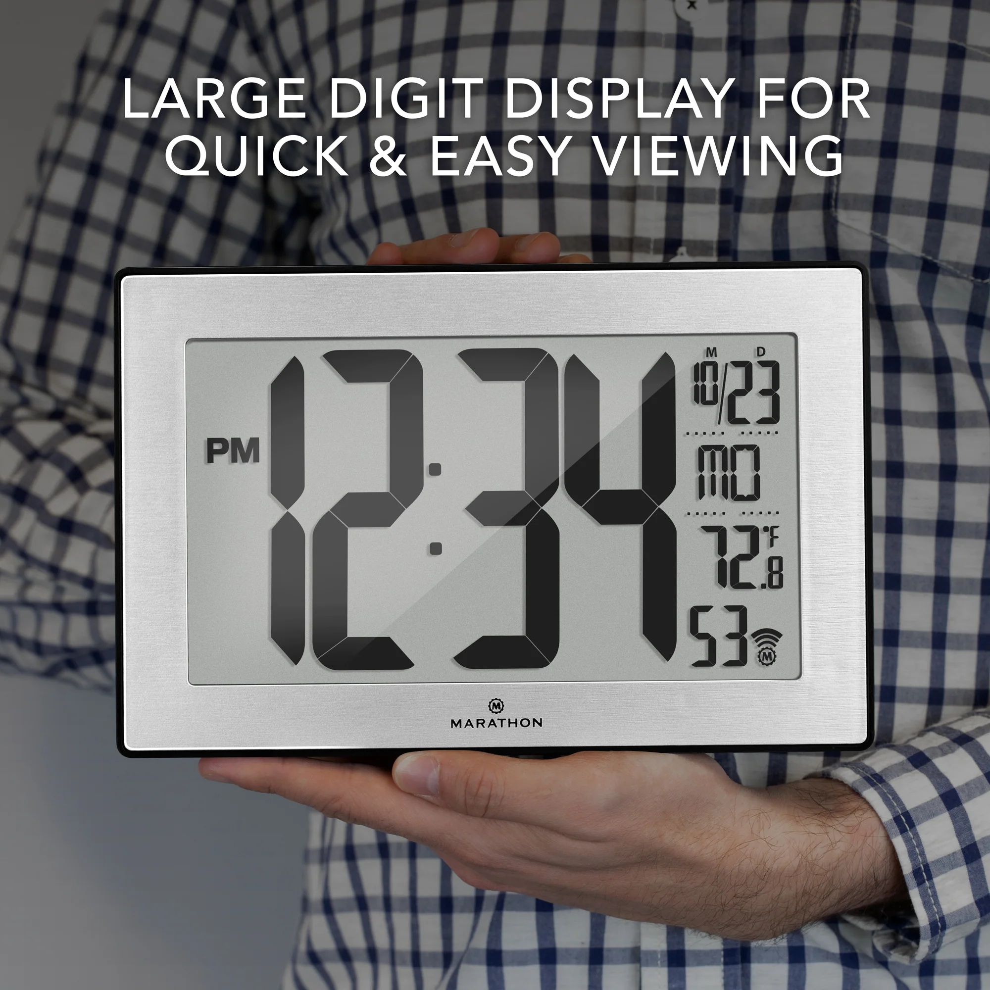 Self-Setting, Self-Adjusting, Wall Clock w/ Stand & 8 Time Zones - Black/Stainless Steel 6 Self-Setting, Self-Adjusting, Wall Clock w/ Stand & 8 Time Zones - Black/Stainless Steel
