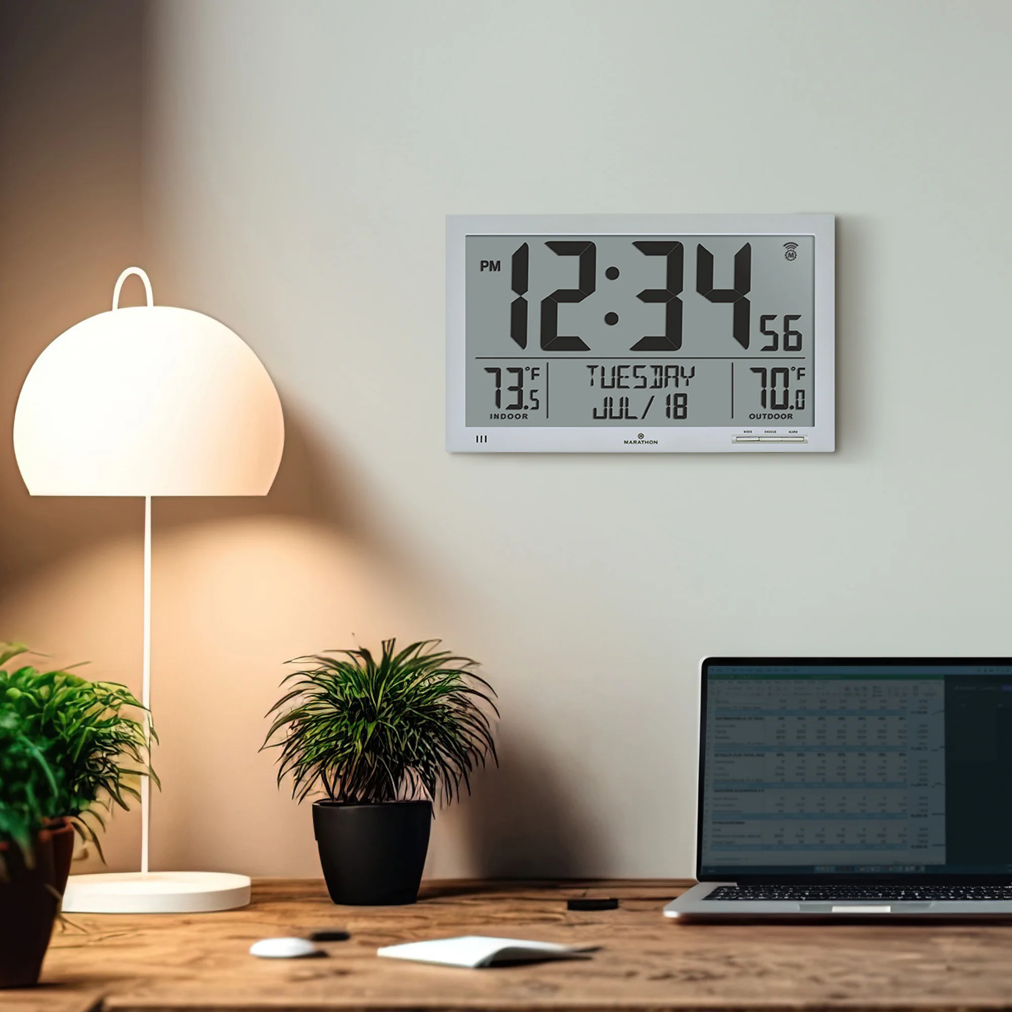 Self-Setting Full Calendar Clock with Extra Large Digits Indoor and Outdoor Temperature - Graphite Grey 3 Self-Setting Full Calendar Clock with Extra Large Digits Indoor and Outdoor Temperature - Graphite Grey