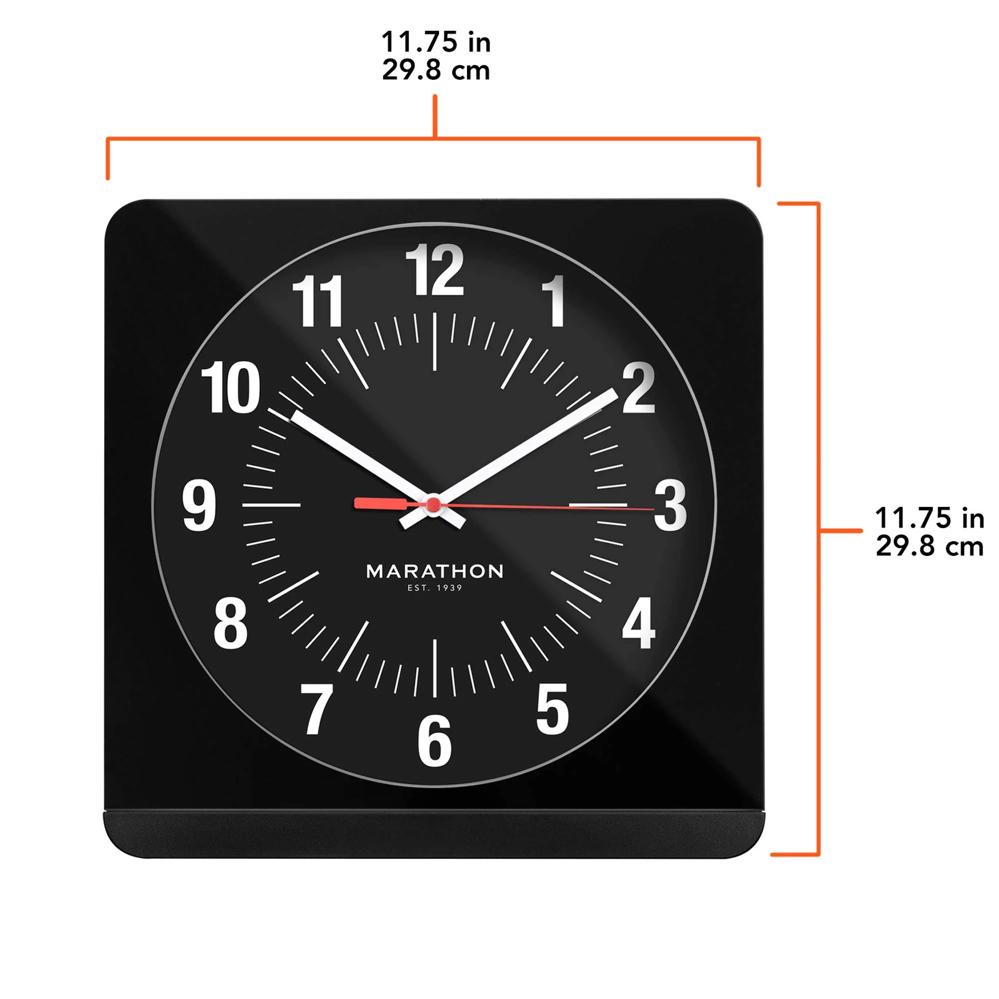 Studio Edition Jumbo 12 Inch Analog Wall Clock with Auto Backlight - Black/Black Dial 3 Studio Edition Jumbo 12 Inch Analog Wall Clock with Auto Backlight - Black/Black Dial