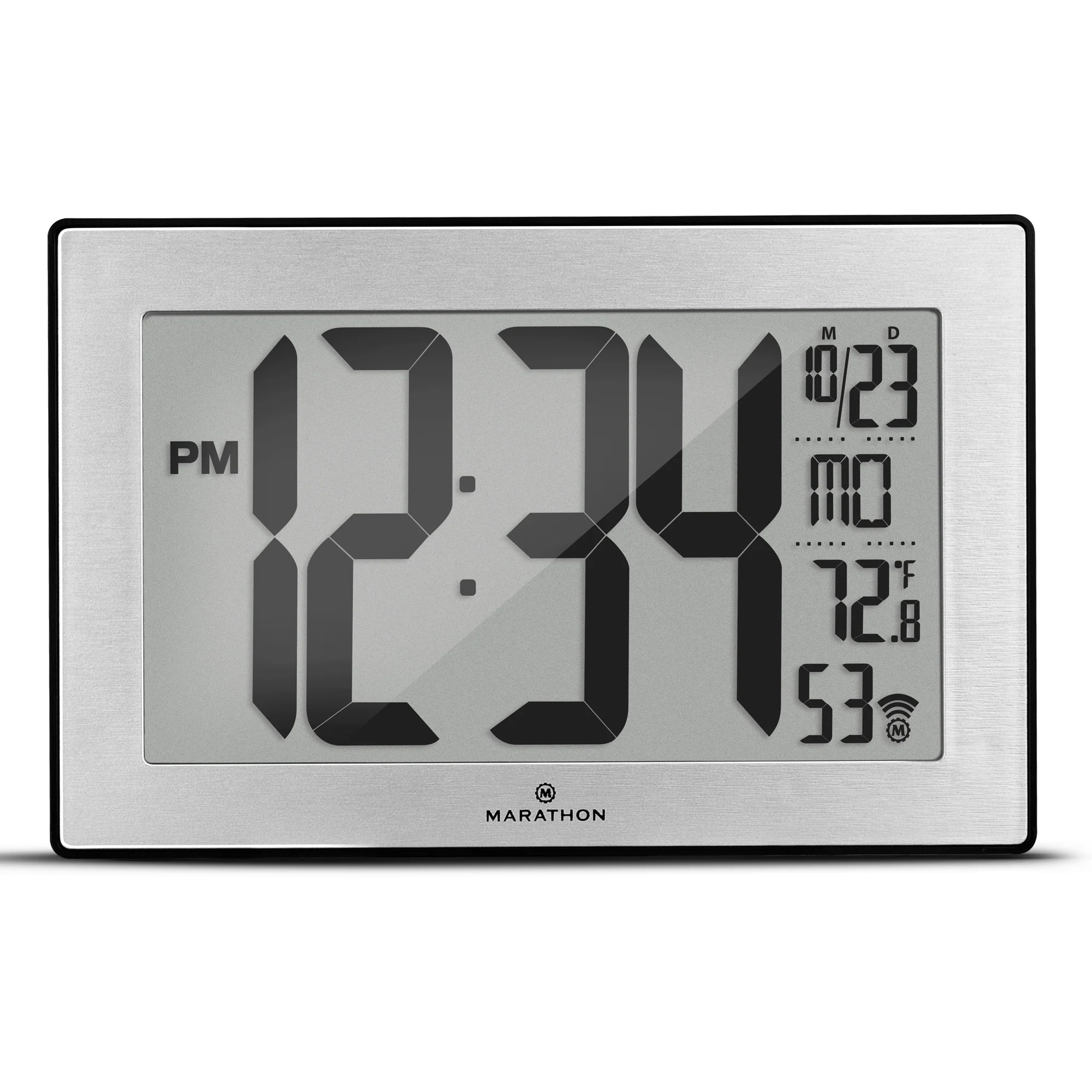 Self-Setting, Self-Adjusting, Wall Clock w/ Stand & 8 Time Zones - Black/Stainless Steel 1 Self-Setting, Self-Adjusting, Wall Clock w/ Stand & 8 Time Zones - Black/Stainless Steel
