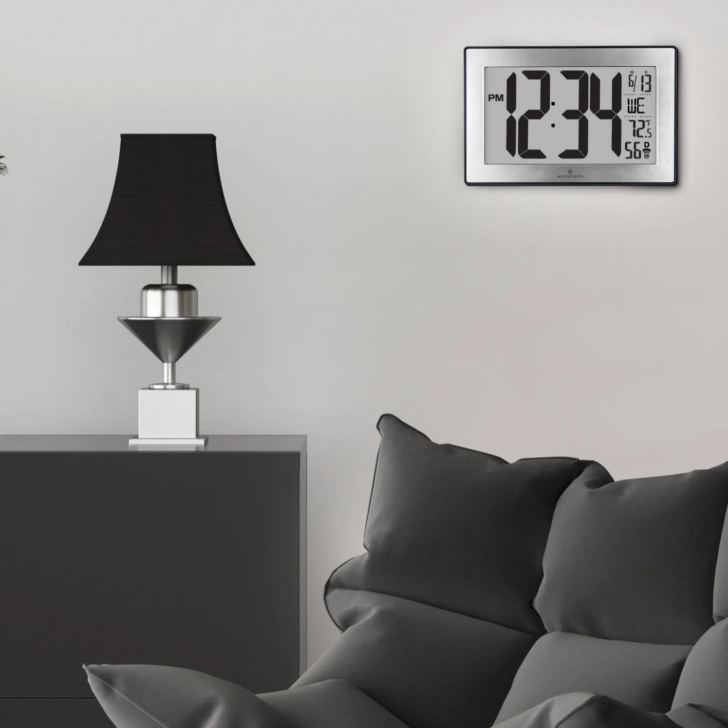 Self-Setting, Self-Adjusting, Wall Clock w/ Stand & 8 Time Zones - Black/Stainless Steel 4 Self-Setting, Self-Adjusting, Wall Clock w/ Stand & 8 Time Zones - Black/Stainless Steel