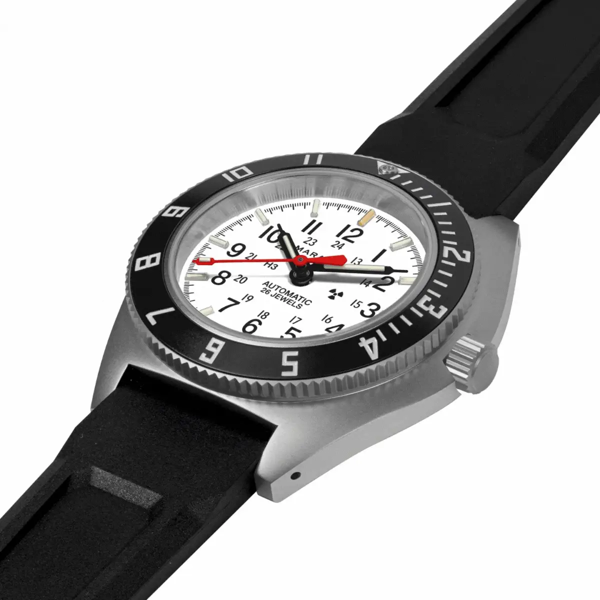 41mm Arctic Steel Navigator w/ Date Automatic (Arctic SSNAV-D Auto) on Black 3-Piece Rubber Strap Kit 4 41mm Arctic Steel Navigator w/ Date Automatic (Arctic SSNAV-D Auto) on Black 3-Piece Rubber Strap Kit