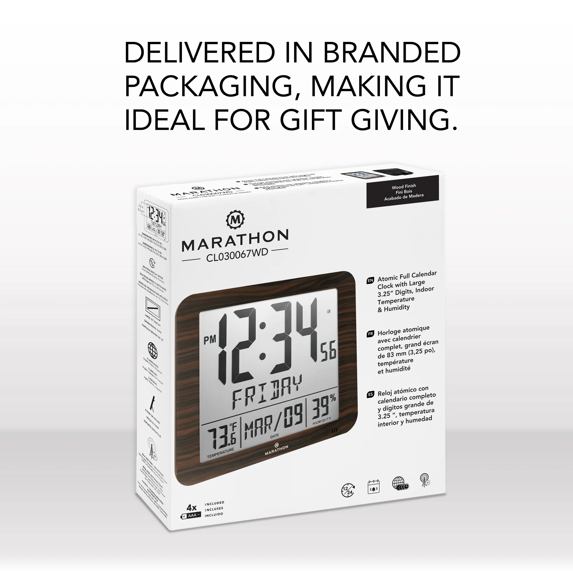 Slim Self-Setting Wall Clock with Full Calendar Display, Temperature & Humidity 9 Slim Self-Setting Wall Clock with Full Calendar Display, Temperature & Humidity
