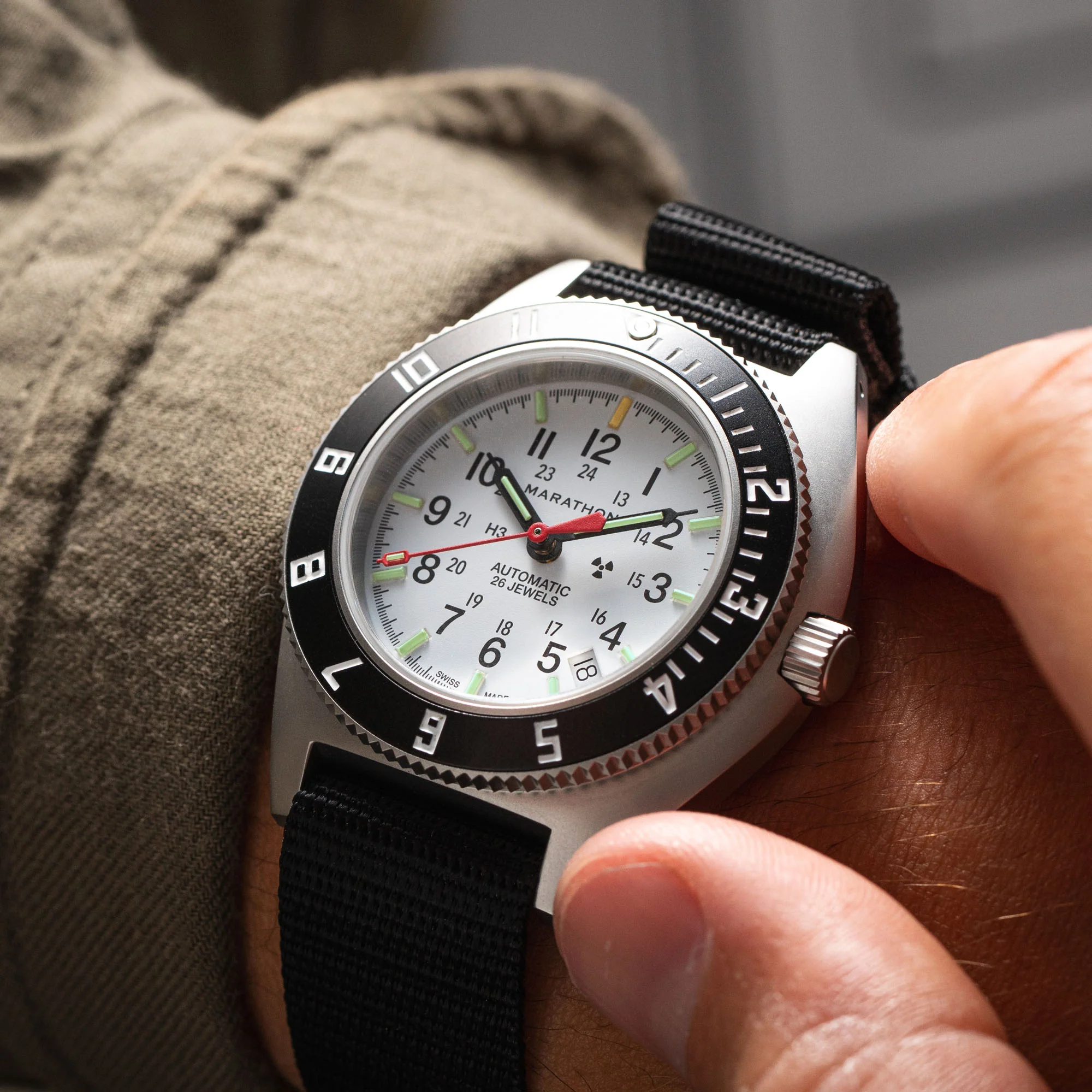 41mm Arctic Steel Navigator w/ Date Automatic (Arctic SSNAV-D Auto) on Ballistic Nylon