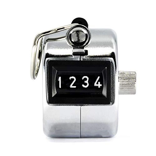 Chrome Handheld Tally Counter with Finger Ring