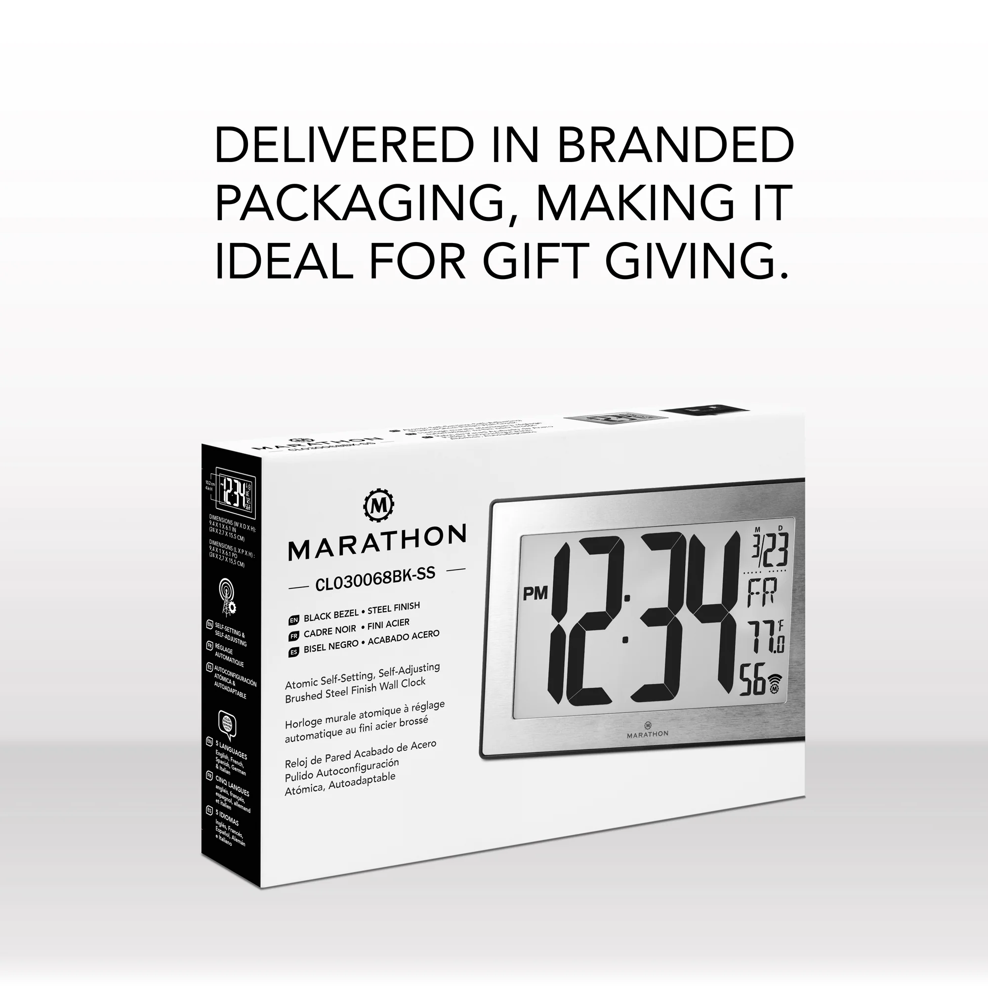 Self-Setting, Self-Adjusting, Wall Clock w/ Stand & 8 Time Zones - Black/Stainless Steel 7 Self-Setting, Self-Adjusting, Wall Clock w/ Stand & 8 Time Zones - Black/Stainless Steel