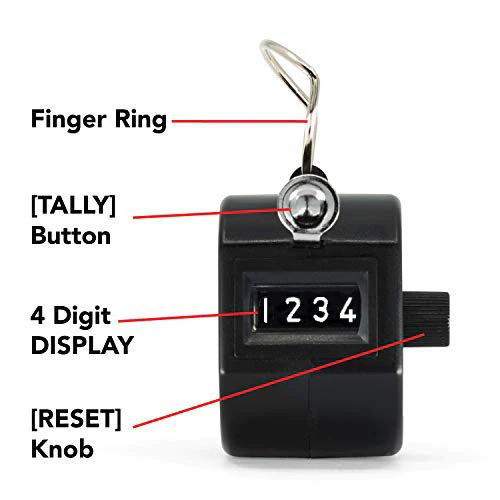 Black Handheld Tally Counter with Finger Ring 4 Black Handheld Tally Counter with Finger Ring