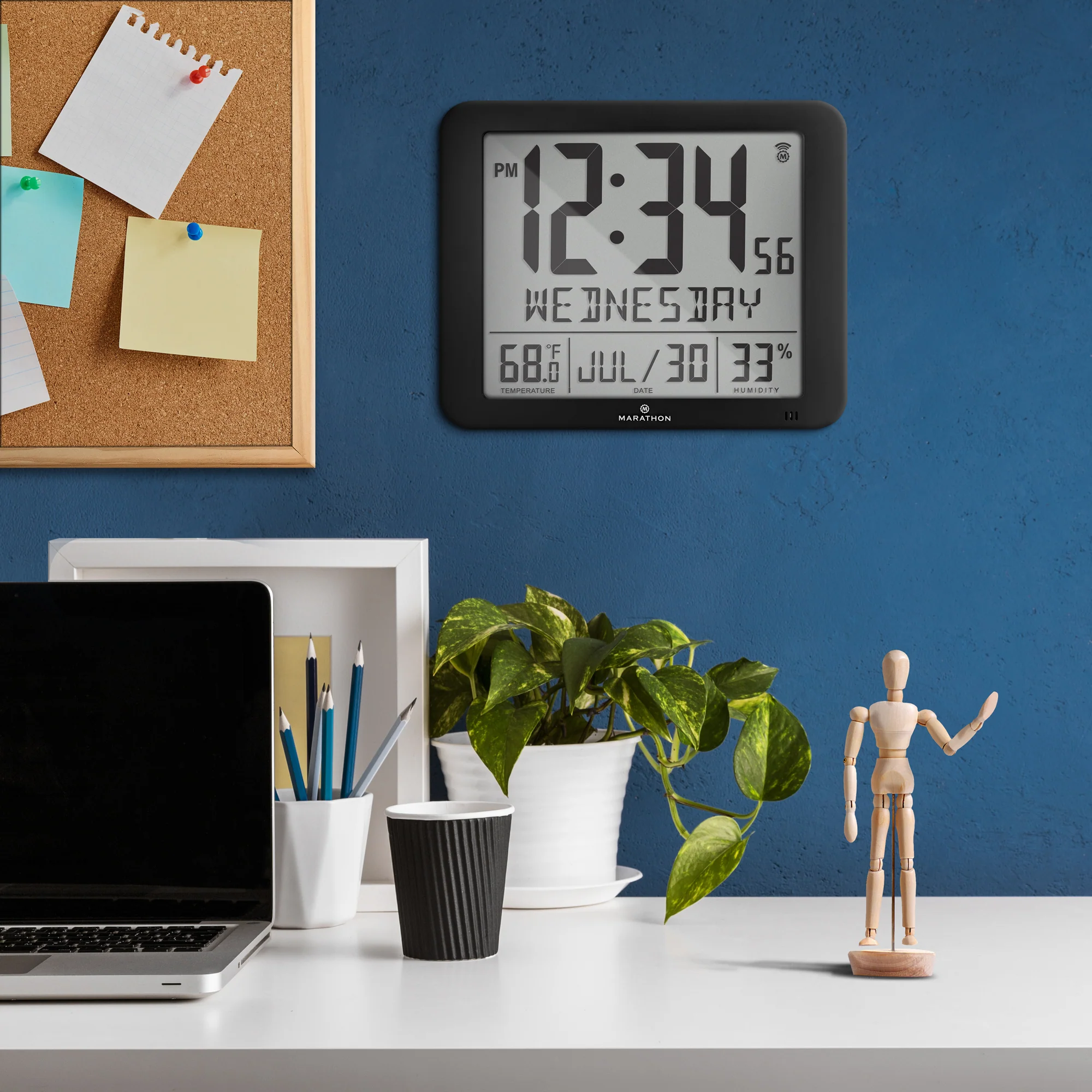 Slim Self-Setting Wall Clock with Full Calendar Display, Temperature & Humidity 14 Slim Self-Setting Wall Clock with Full Calendar Display, Temperature & Humidity