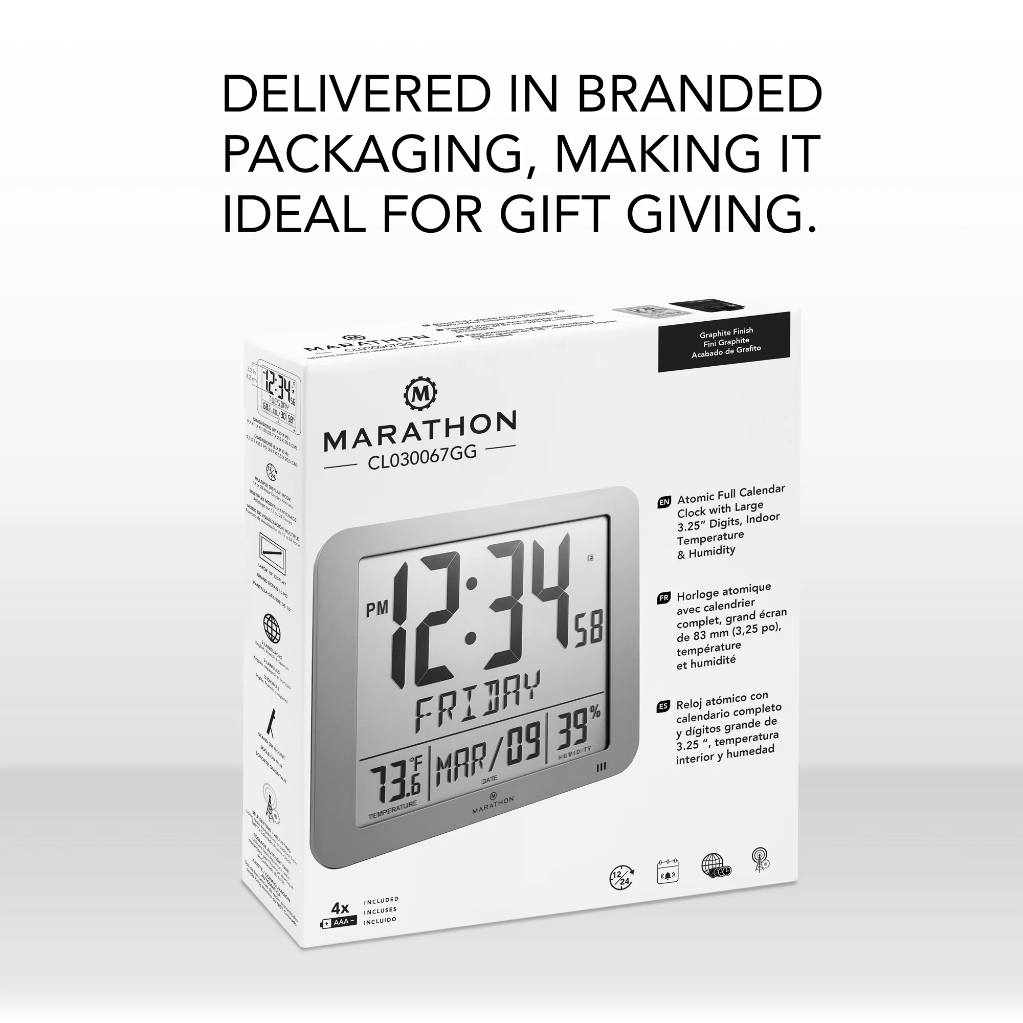 Slim Self-Setting Wall Clock with Full Calendar Display, Temperature & Humidity 29 Slim Self-Setting Wall Clock with Full Calendar Display, Temperature & Humidity