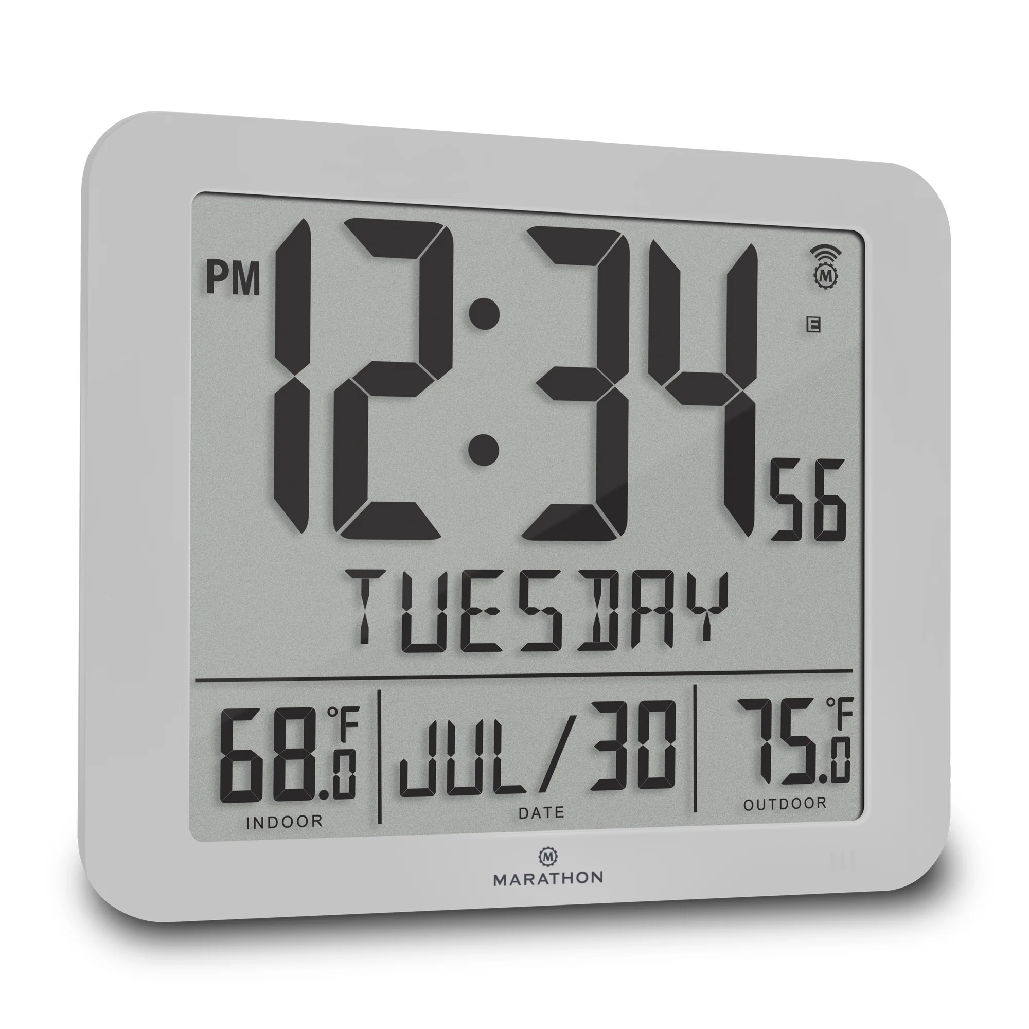 Slim Self-Setting Full Calendar Wall Clock with Indoor/Outdoor Temperature 14 Slim Self-Setting Full Calendar Wall Clock with Indoor/Outdoor Temperature