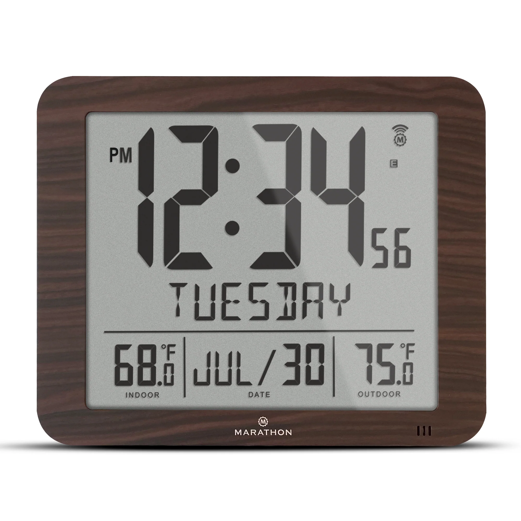 Slim Self-Setting Full Calendar Wall Clock with Indoor/Outdoor Temperature 23 Slim Self-Setting Full Calendar Wall Clock with Indoor/Outdoor Temperature