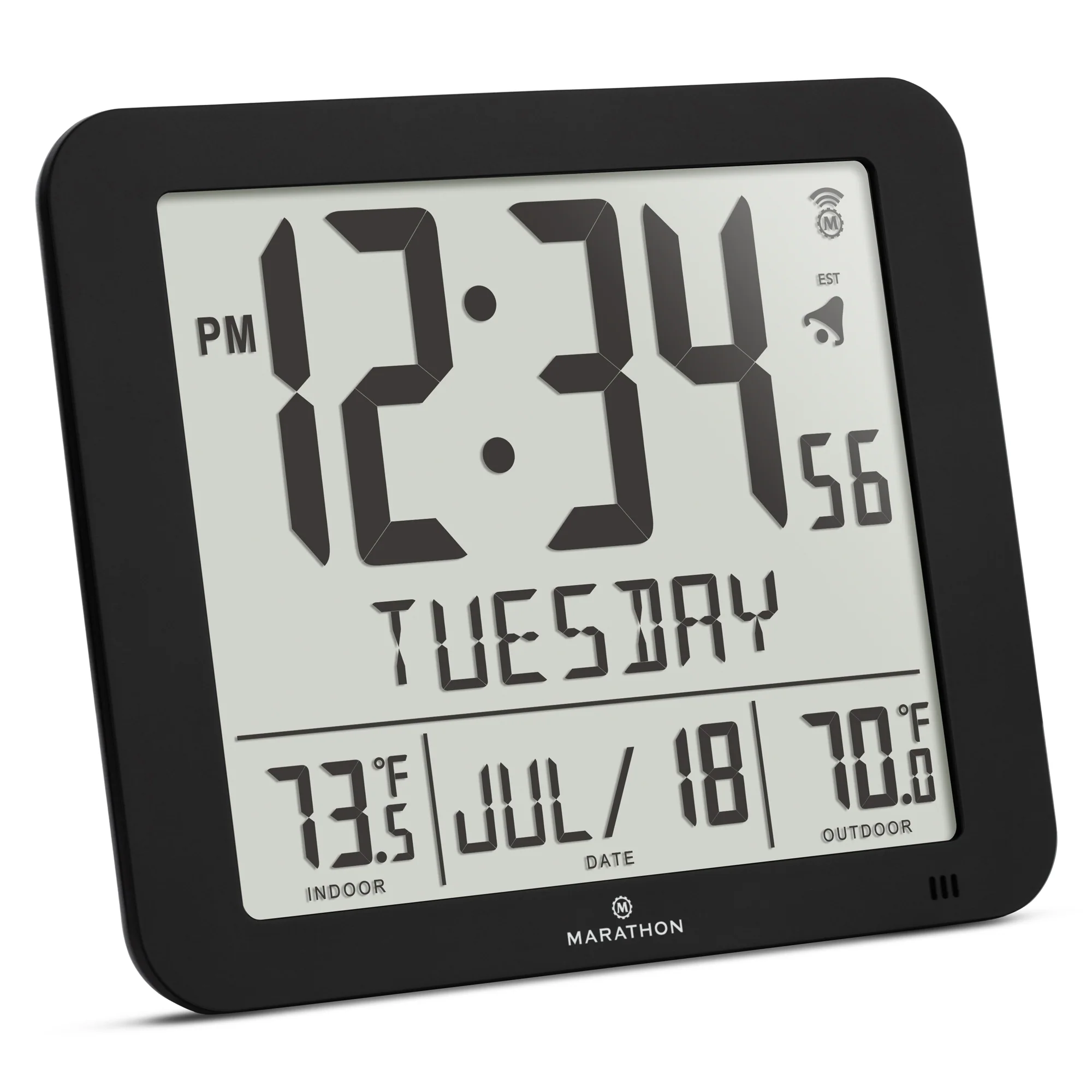 Slim Self-Setting Full Calendar Wall Clock with Indoor/Outdoor Temperature 3 Slim Self-Setting Full Calendar Wall Clock with Indoor/Outdoor Temperature