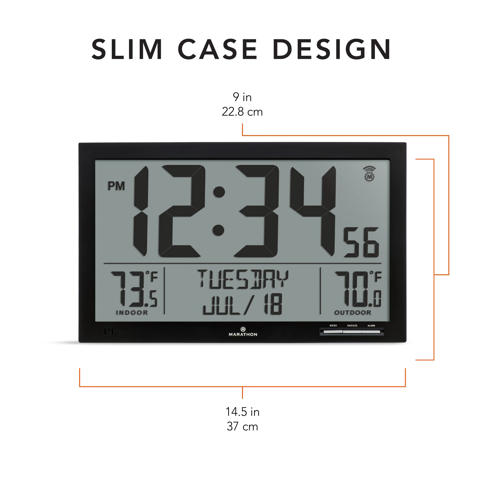 Self-Setting Full Calendar Clock with Extra Large Digits Indoor and Outdoor Temperature - Black 6 Self-Setting Full Calendar Clock with Extra Large Digits Indoor and Outdoor Temperature - Black