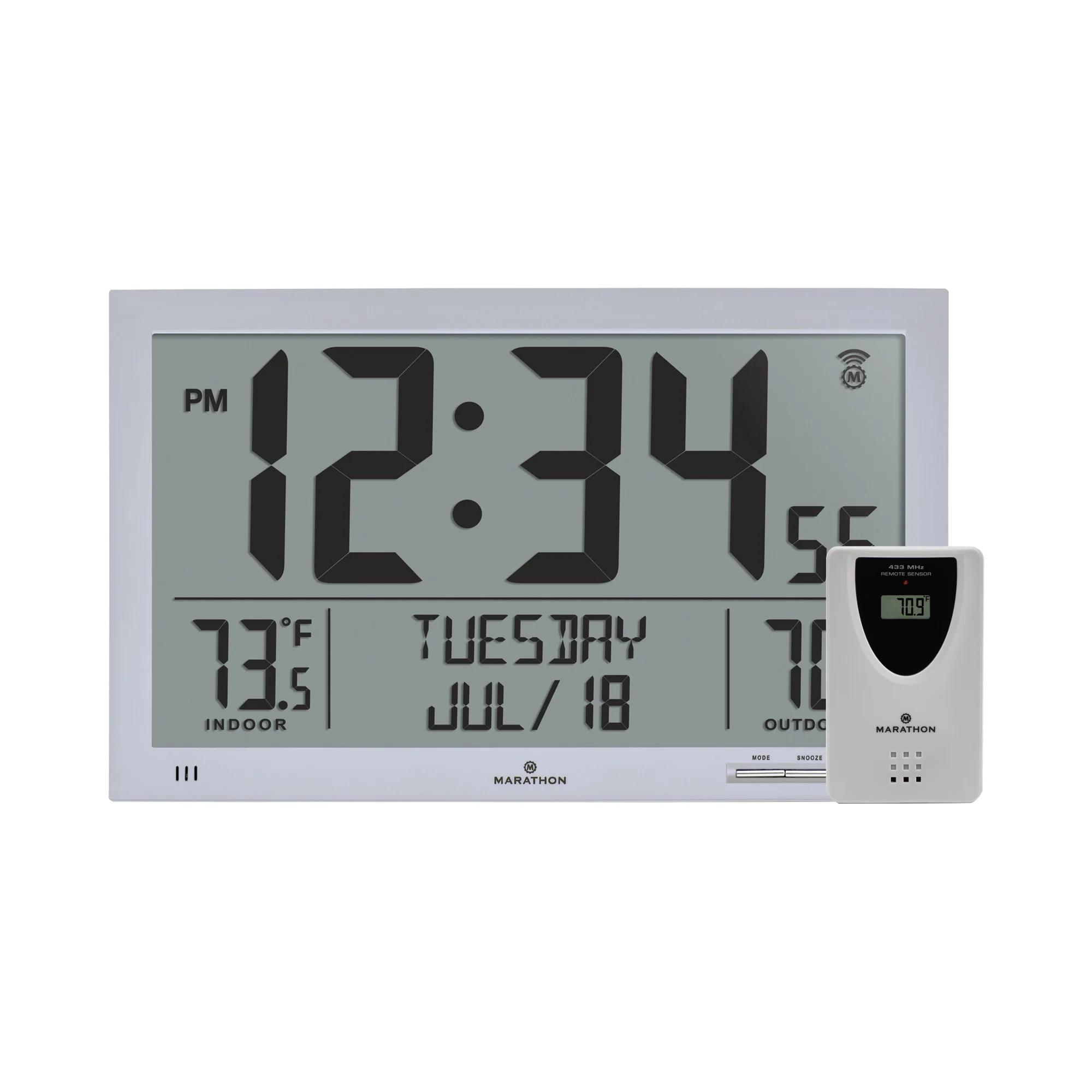 Self-Setting Full Calendar Clock with Extra Large Digits Indoor and Outdoor Temperature - Black 11 Self-Setting Full Calendar Clock with Extra Large Digits Indoor and Outdoor Temperature - Black