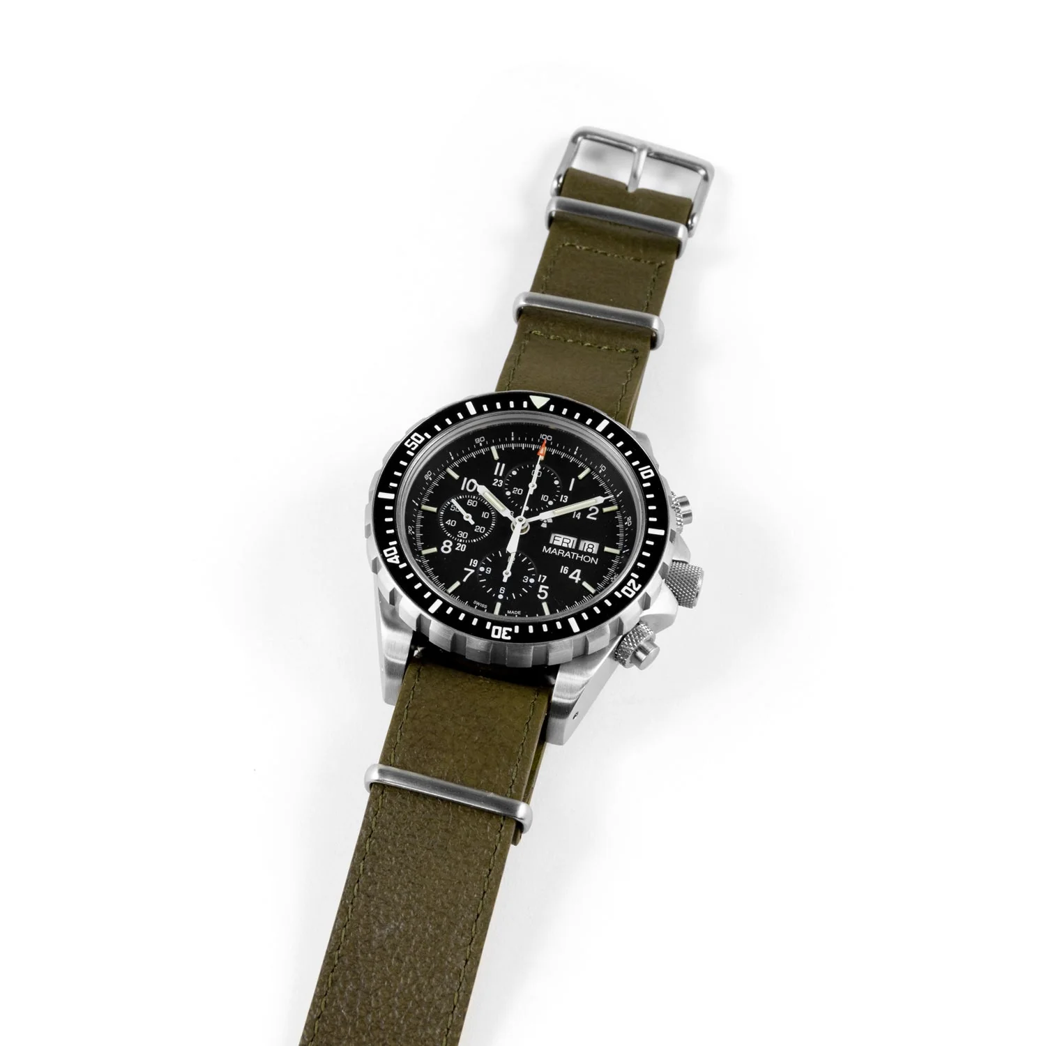 Leather DEFSTAN Strap, Olive Green, 22mm 2 Leather DEFSTAN Strap, Olive Green, 22mm