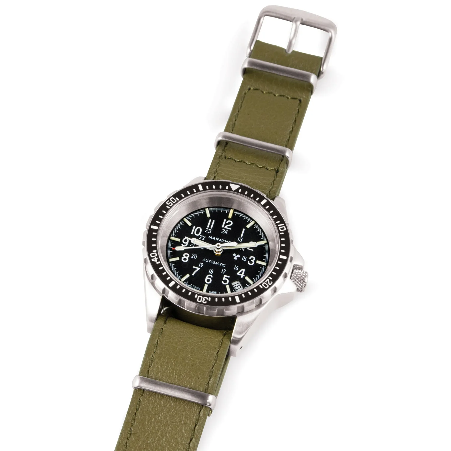 Leather DEFSTAN Strap, Olive Green, 18mm