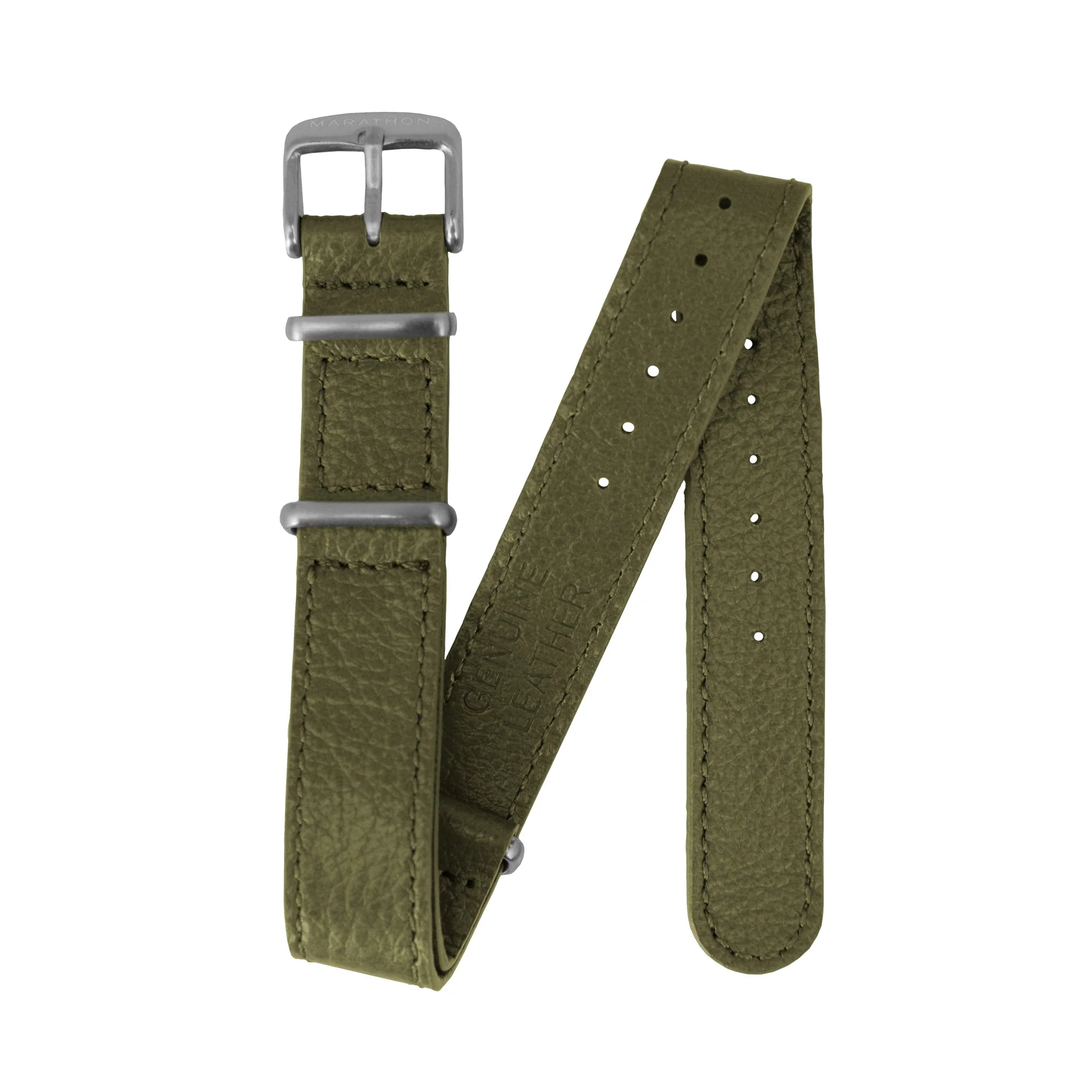 Leather DEFSTAN Strap, Olive Green, 18mm