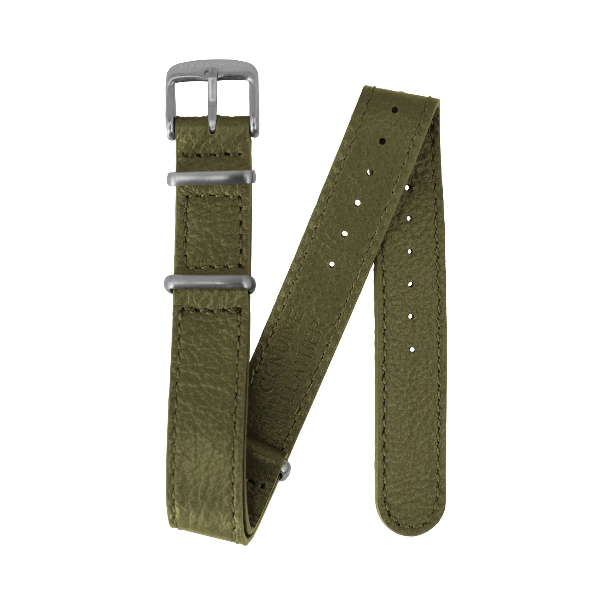 Leather DEFSTAN Strap, Olive Green, 16mm 3 Leather DEFSTAN Strap, Olive Green, 16mm