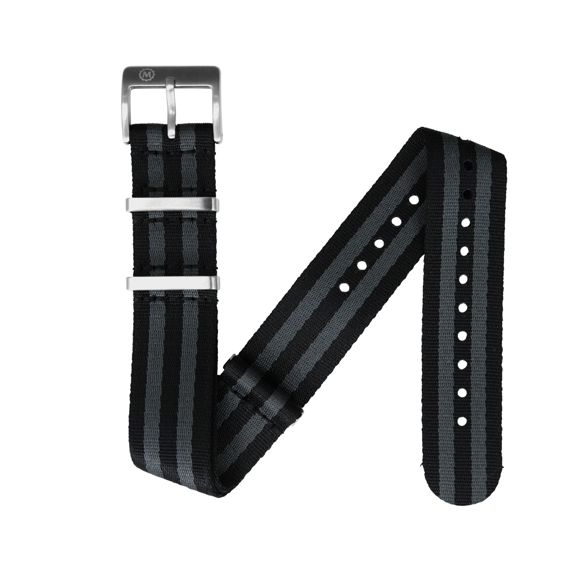 Seat-Belt Weave Nylon DEFSTAN Strap, Black & Grey, 20mm 3 Seat-Belt Weave Nylon DEFSTAN Strap, Black & Grey, 20mm