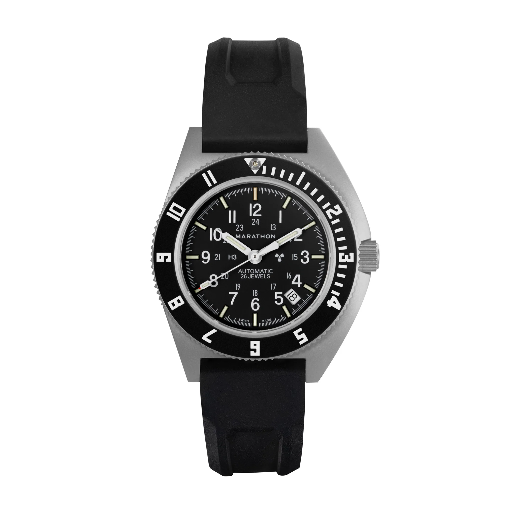 41mm Steel Navigator w/ Date Automatic (SSNAV-D AUTO) on Black 3-Piece Rubber Strap Kit