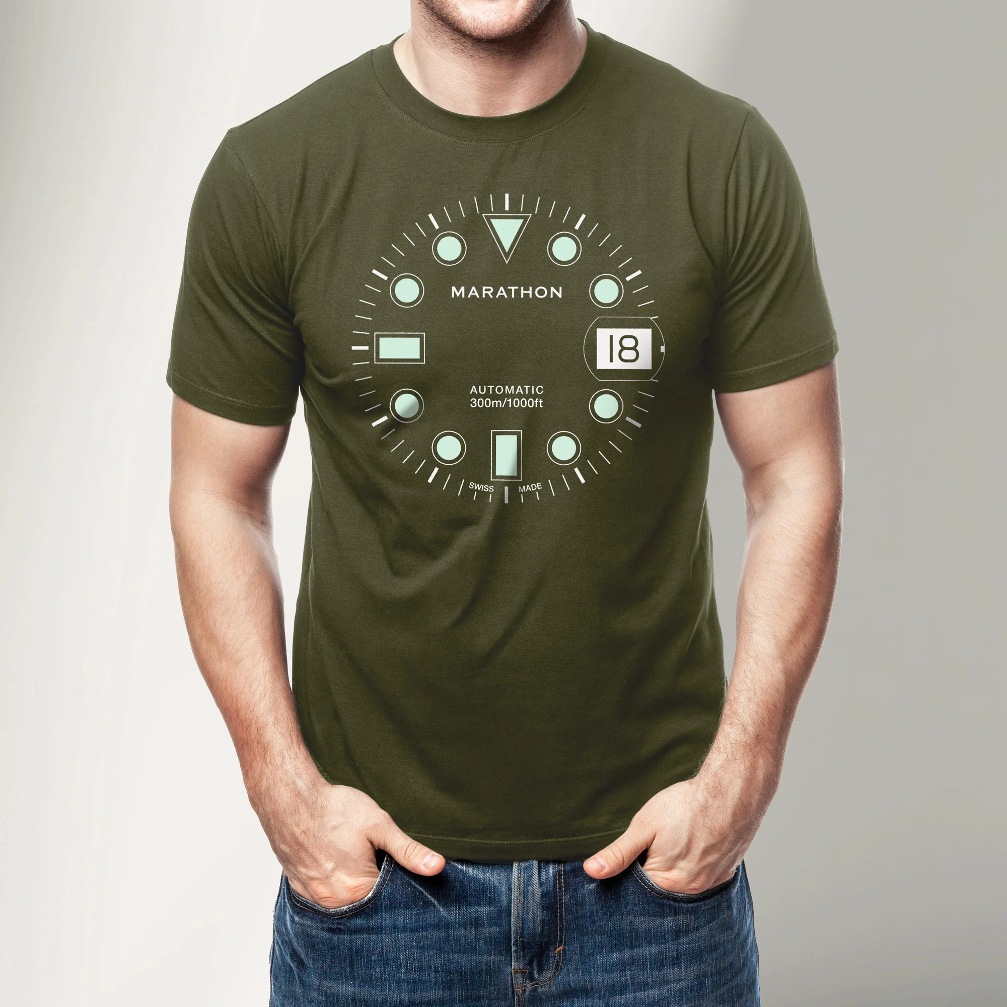 Slim Fit OD Green Glow Marathon Watch OSAR-D T-Shirt