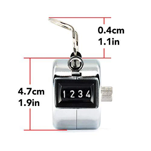 Chrome Handheld Tally Counter with Finger Ring 36 Chrome Handheld Tally Counter with Finger Ring