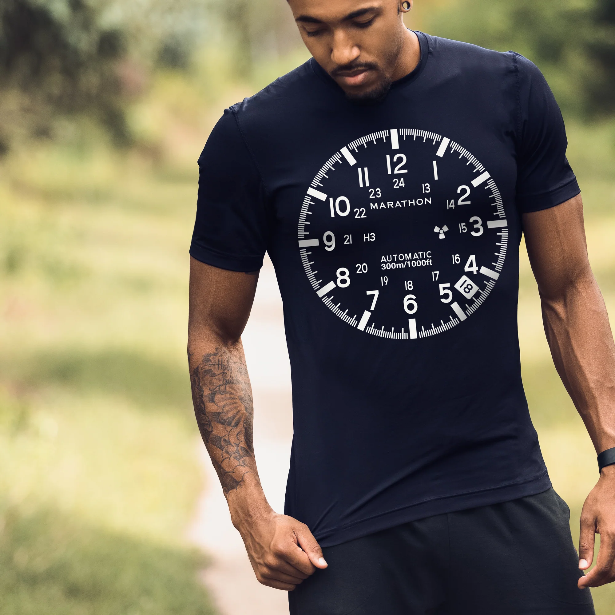 Slim Fit Navy Blue Marathon Watch GSAR T-Shirt