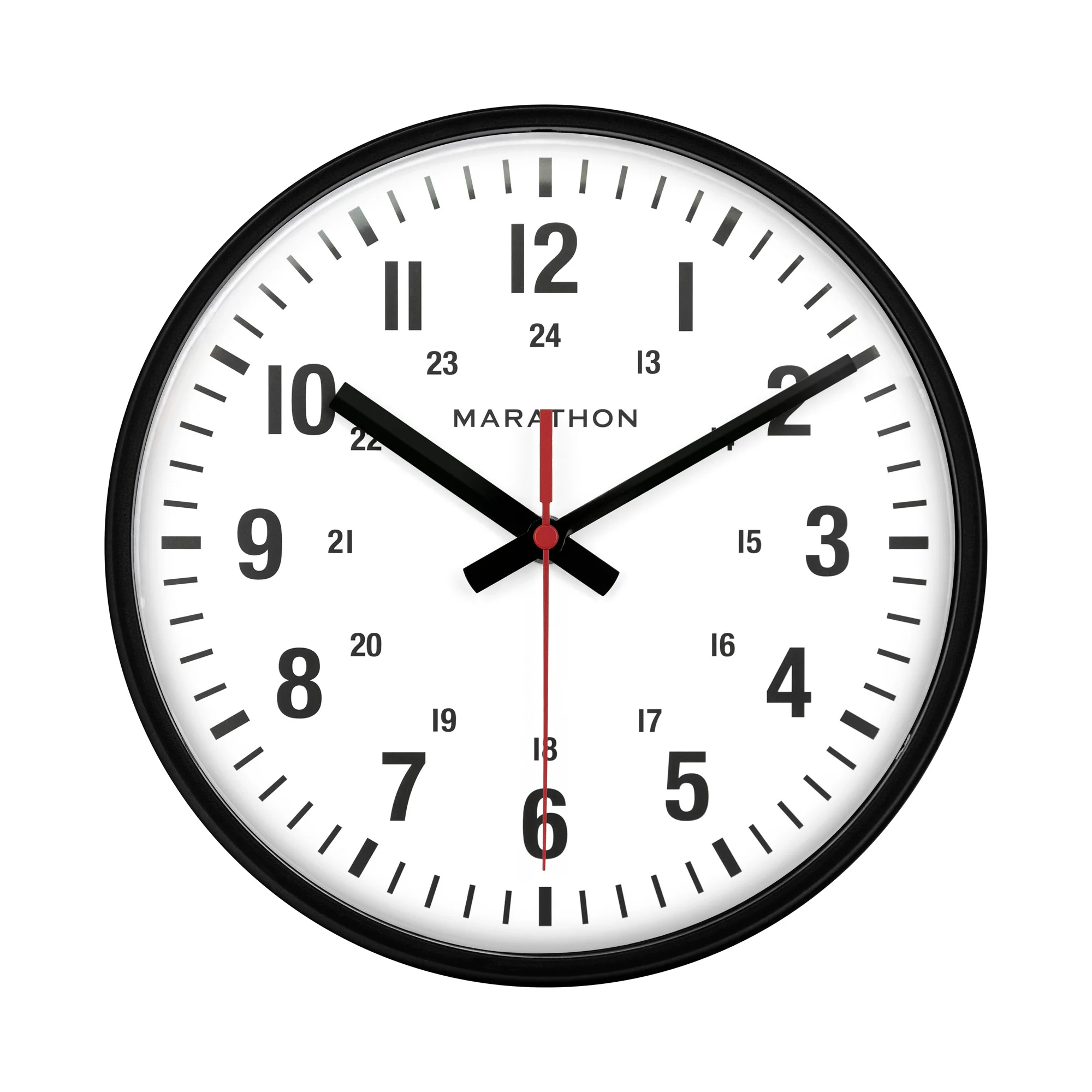10 Inch Silent Continuous-Sweep Analog Wall Clock - Black