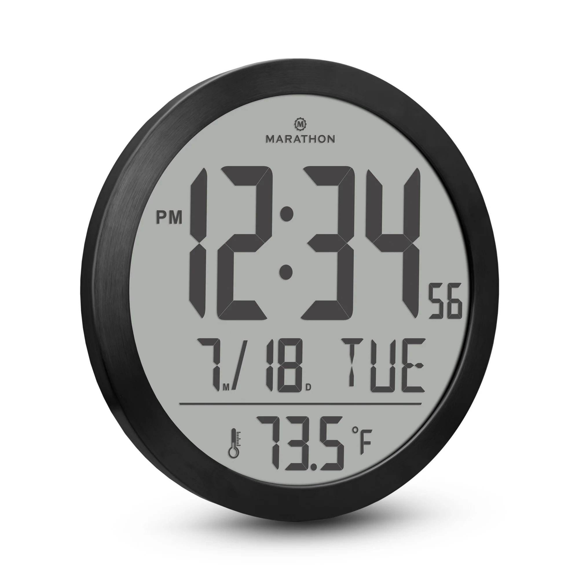 15 Inch Round Digital Wall Clock - Black