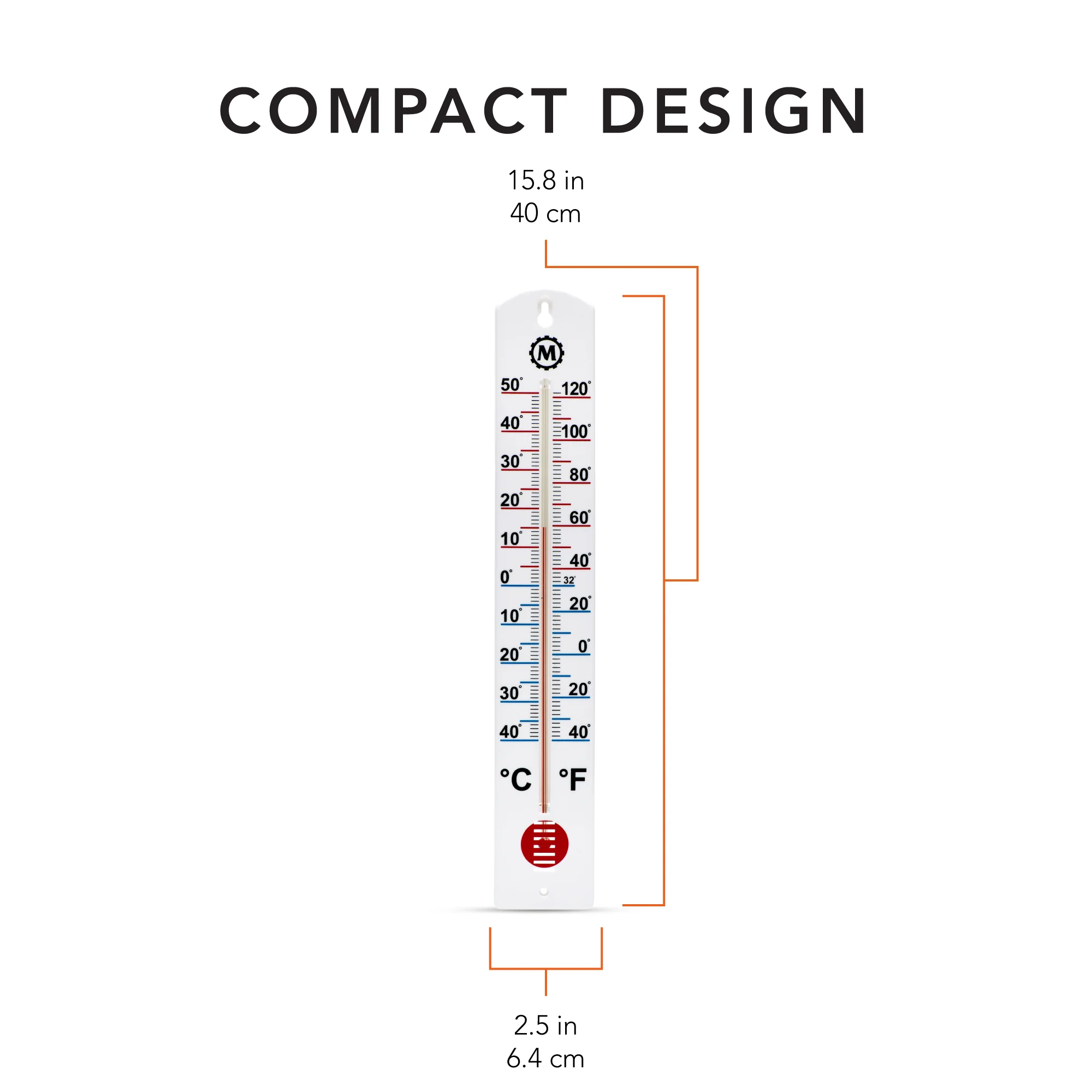 16 Inch Vertical Outdoor Thermometer