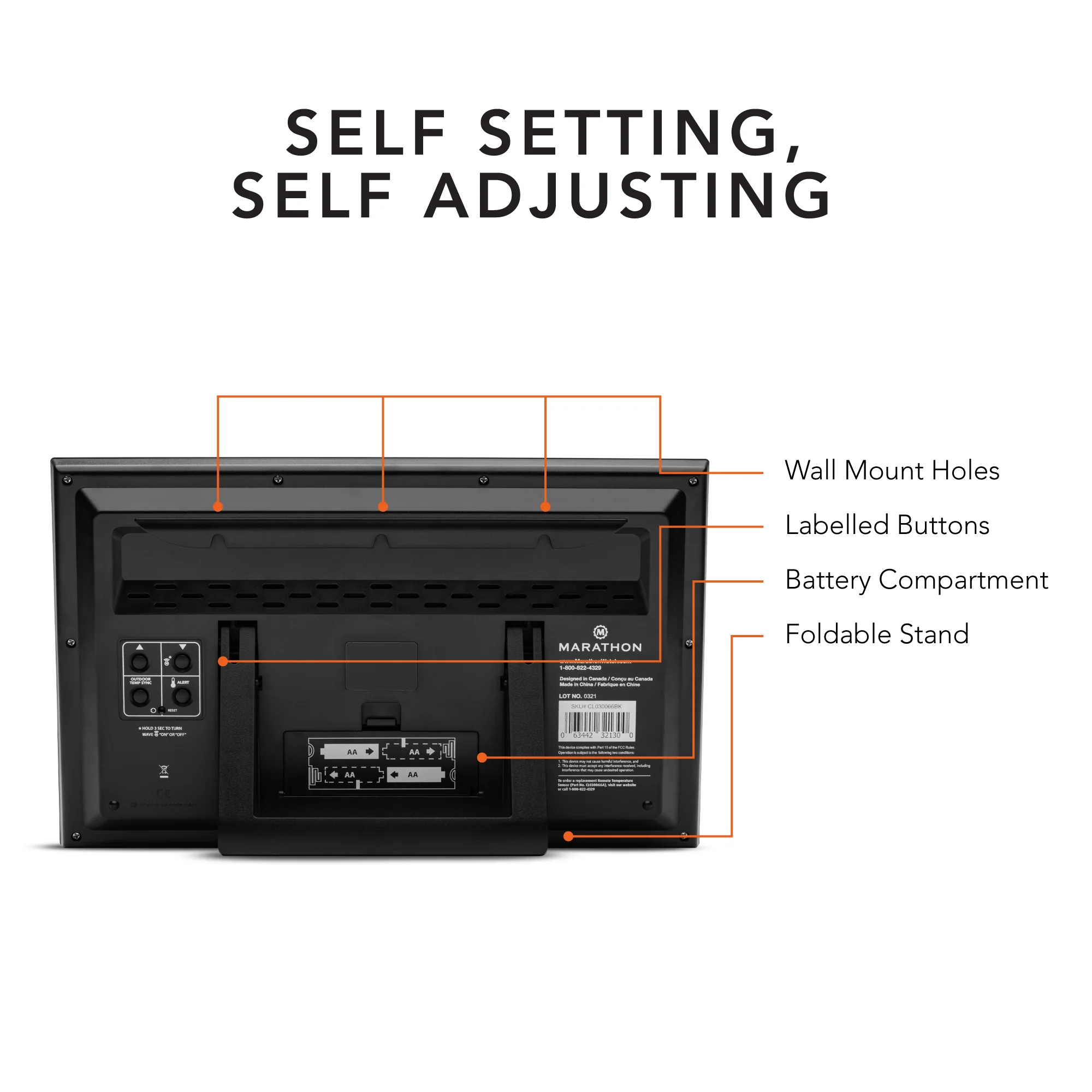 Self-Setting Full Calendar Clock with Extra Large Digits Indoor and Outdoor Temperature - Black 346 Self-Setting Full Calendar Clock with Extra Large Digits Indoor and Outdoor Temperature - Black