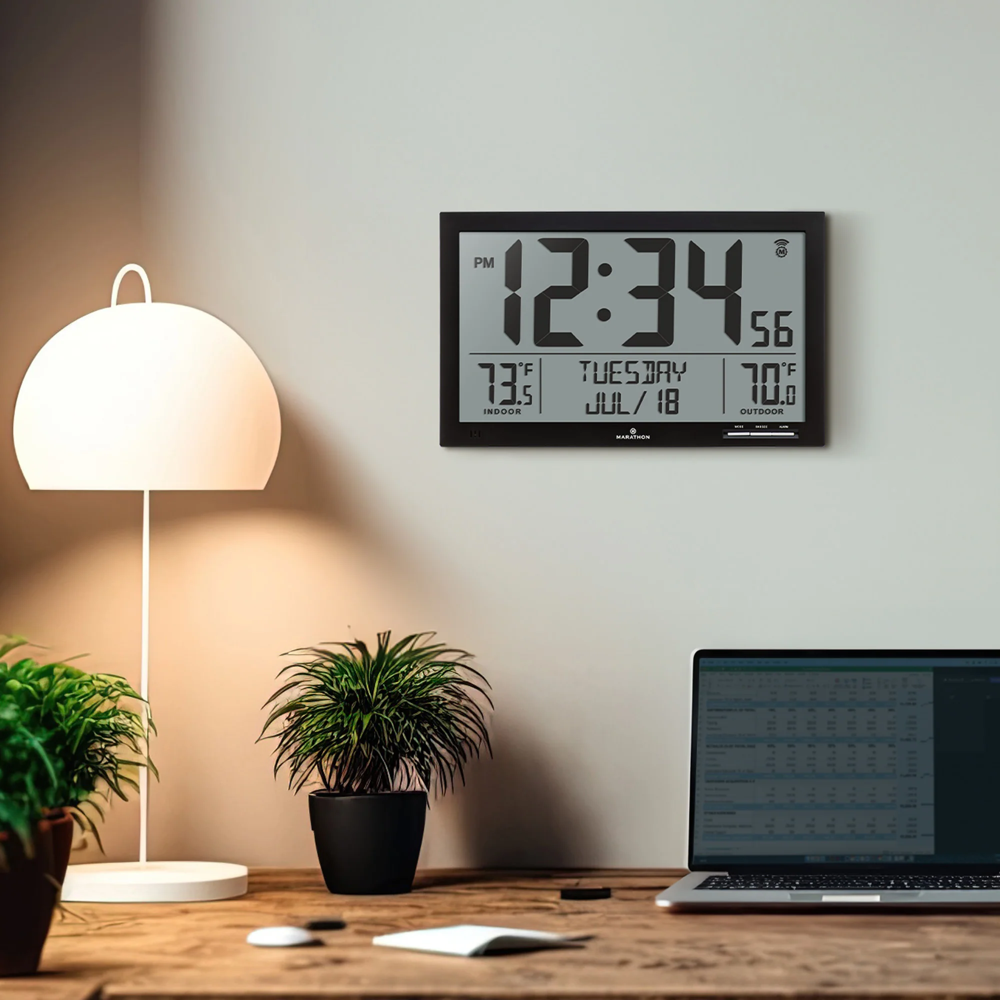 Self-Setting Full Calendar Clock with Extra Large Digits Indoor and Outdoor Temperature - Black 312 Self-Setting Full Calendar Clock with Extra Large Digits Indoor and Outdoor Temperature - Black
