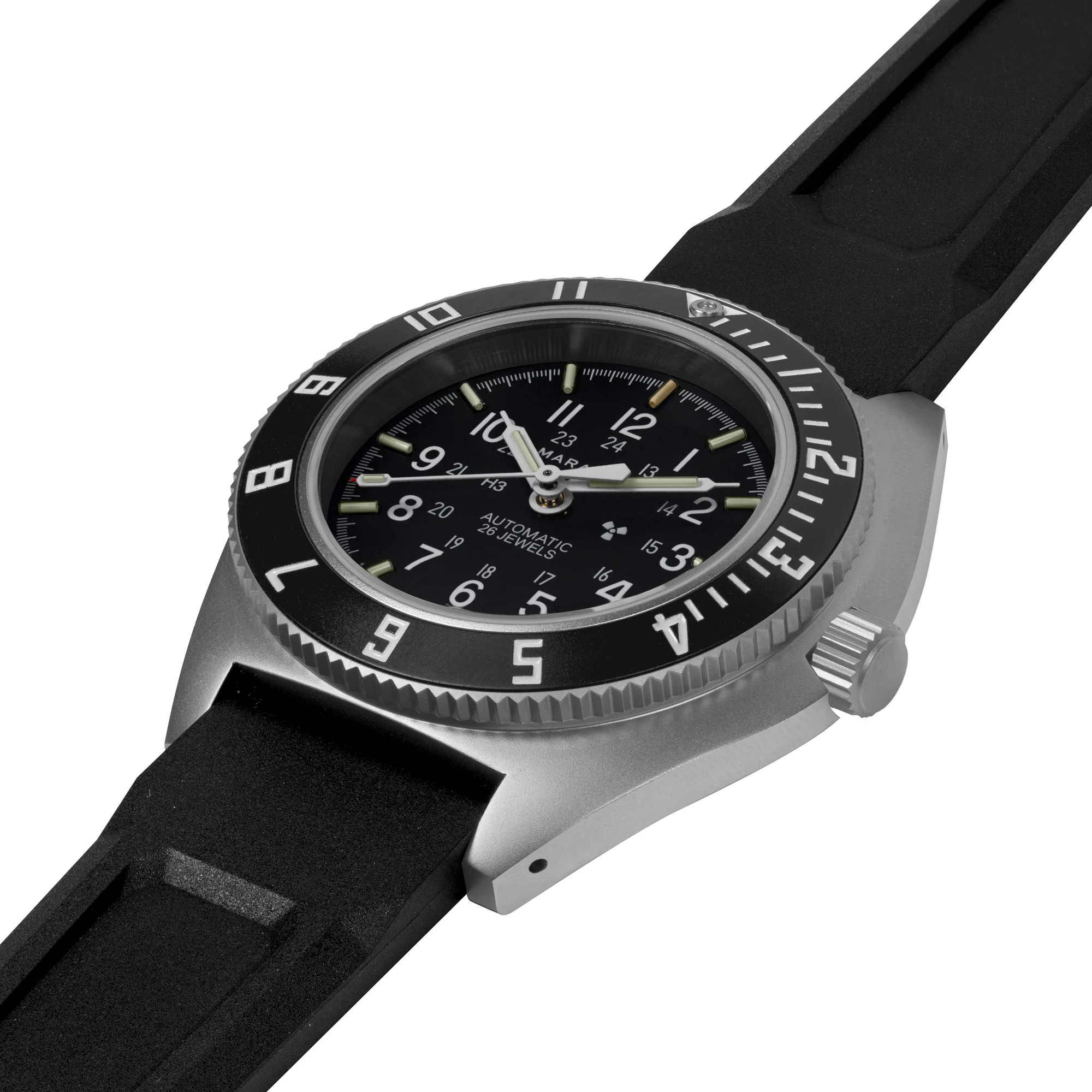 41mm Steel Navigator w/ Date Automatic (SSNAV-D AUTO) on Black 3-Piece Rubber Strap Kit